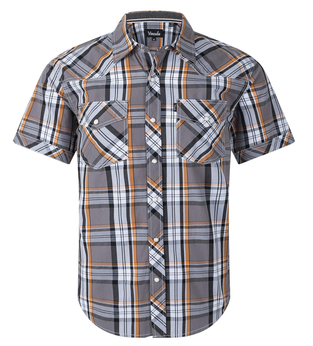 Men's Western Snap Casual Shirt Two Pocket Short Sleeve Shirt