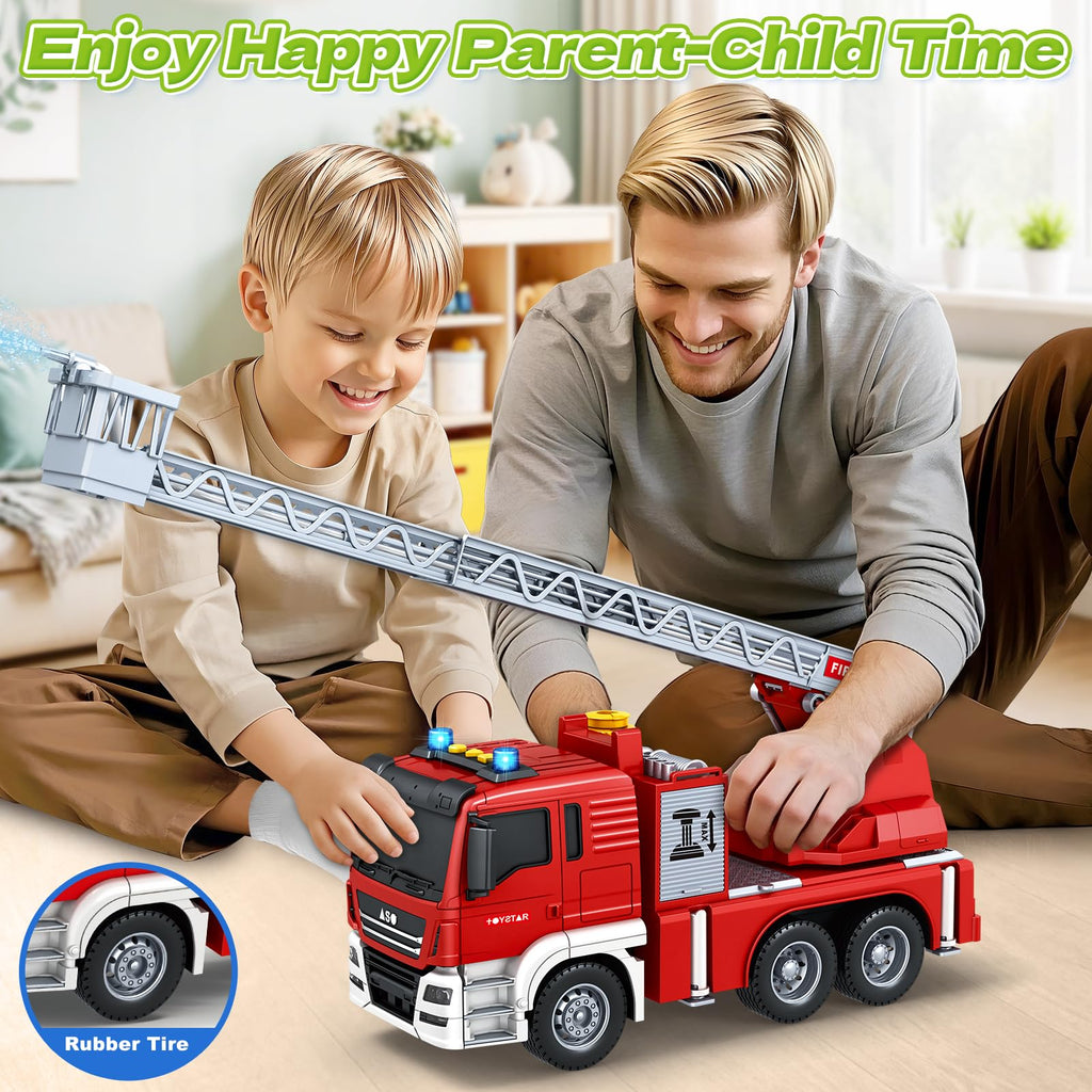 Bstoyder Kids Toys for 3 4 5 6 7 8 Years Old Boys, 15" Crane Truck Toy with Lights, Sounds, Toddler Friction Powered Truck Vehicle Toy for Boys Girls Birthday Gifts