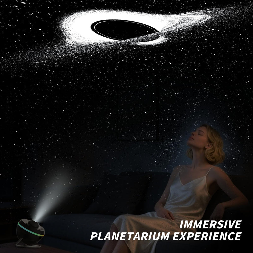 Galaxy Projector, Star Projector Home Planetarium with 1 Glass Projection Disc, 180° Rotatable Starry Sky Night Light with Meteor Effects & Light Strip for Bedroom, Kids & Adults Gift