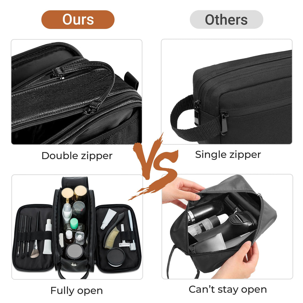 Elviros Travel Toiletry Bag for Men, Shaving Dopp Kit Water-resistant Bathroom Small Toiletries Organizer PU Leather Cosmetic Bags