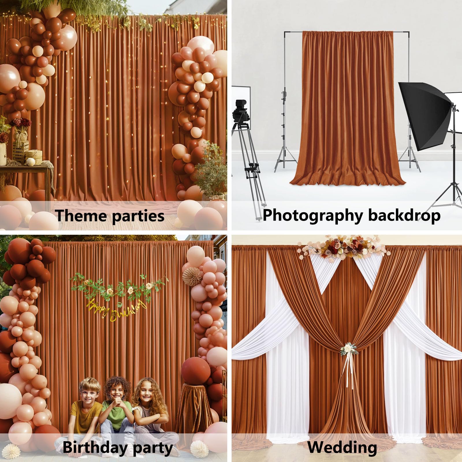 10 x 10 Feet Black A Backdrop Curtain for Partie, Background Curtains for Photoshoot, Birthday, Wedding, Halloween, Thanksgiving, Christmas, New Year Party Decorations 5Ft x 10Ft, 2 Panels