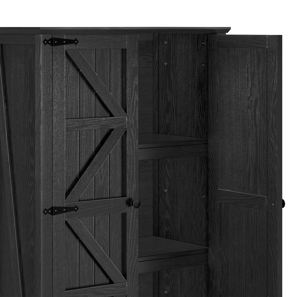 DWVO Farmhouse Kitchen Pantry Cabinet, 64.5" Tall Storage Cabinet with 2 Drawers and Adjustable Shelves, Versatile Storage for Living Room, Dining Room or Hallway, Oak Black