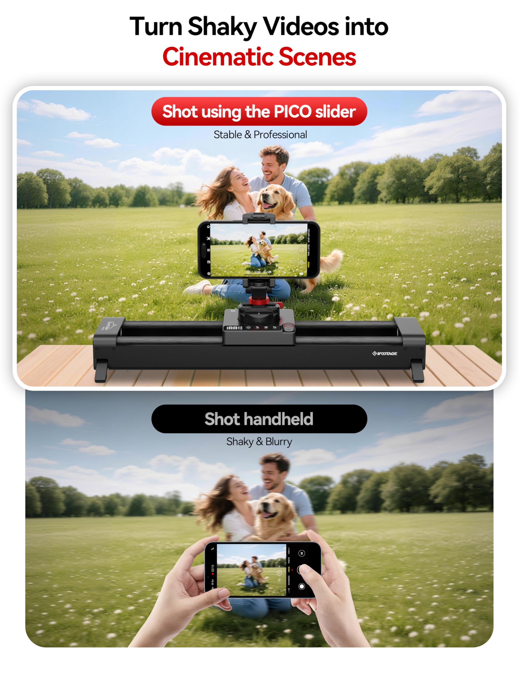 IFOOTAGE Shark Nano II Motorized Camera Slider 26"/66cm, 360-Degree Rotary Axis, Compatible with DJI RS5, RS4 Pro, RS4, RS3 Pro, RS2 Pro, RS2, Gimbals 5-Axis Coordinated Shooting, Payload 15.4lb