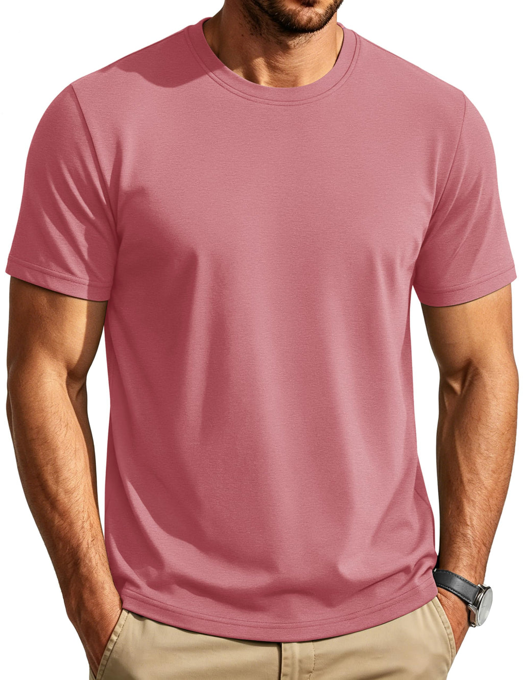 Cotrasen Mens T-Shirts Short Sleeve Cotton Crew Neck Lightweight Moisture Wicking Casual Soft Basic Plain Tee Shirts