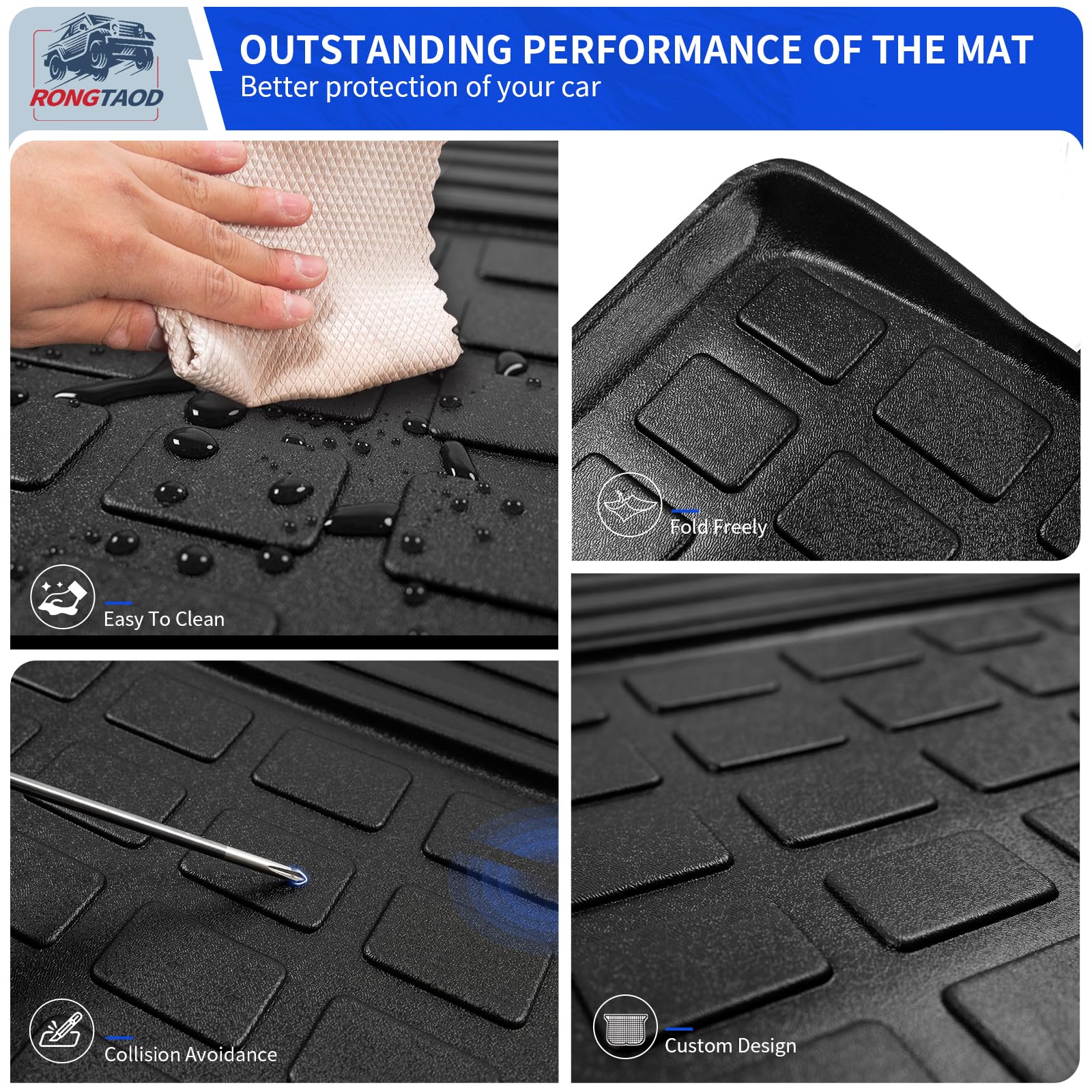 Rongtaod Back Seat Protector Compatible with 2021-2025 2026 Kia Sorento 6&7 Seats Back Seat Cover Kick Mats Cargo Liner Trunk Mat TPE All Weather 2024 Sorento Accessories (2nd Row Backrest Mat)