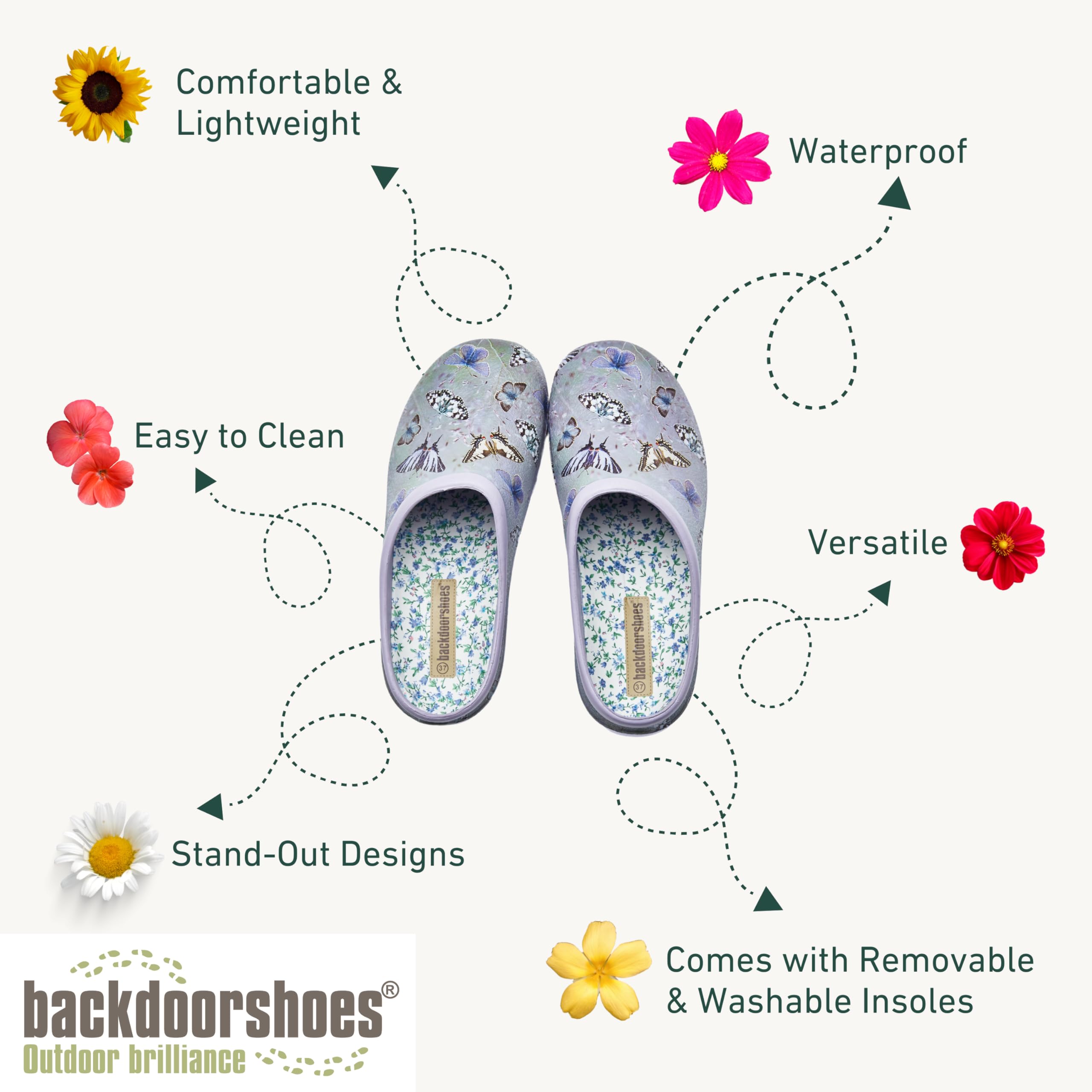 Backdoorshoes Waterproof Premium Garden Clog Shoes for Women with Arch Support