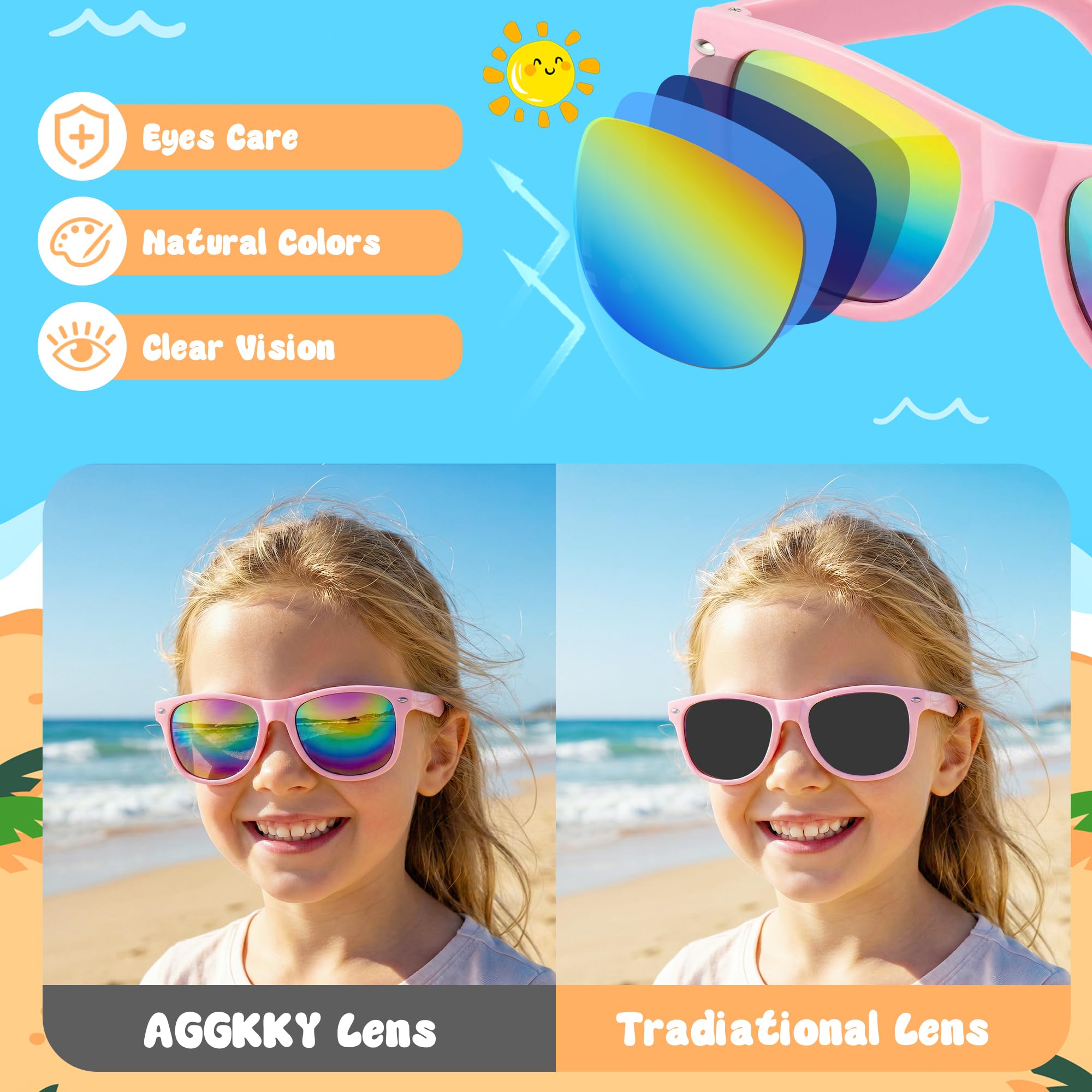Kids Sunglasses Bulk, Kids Sunglasses Party Favors for Age 3-8, UV400 Protection Neon Kids Sunglasses Bulk for Boys Girls (12Pack-heart sunglasses)