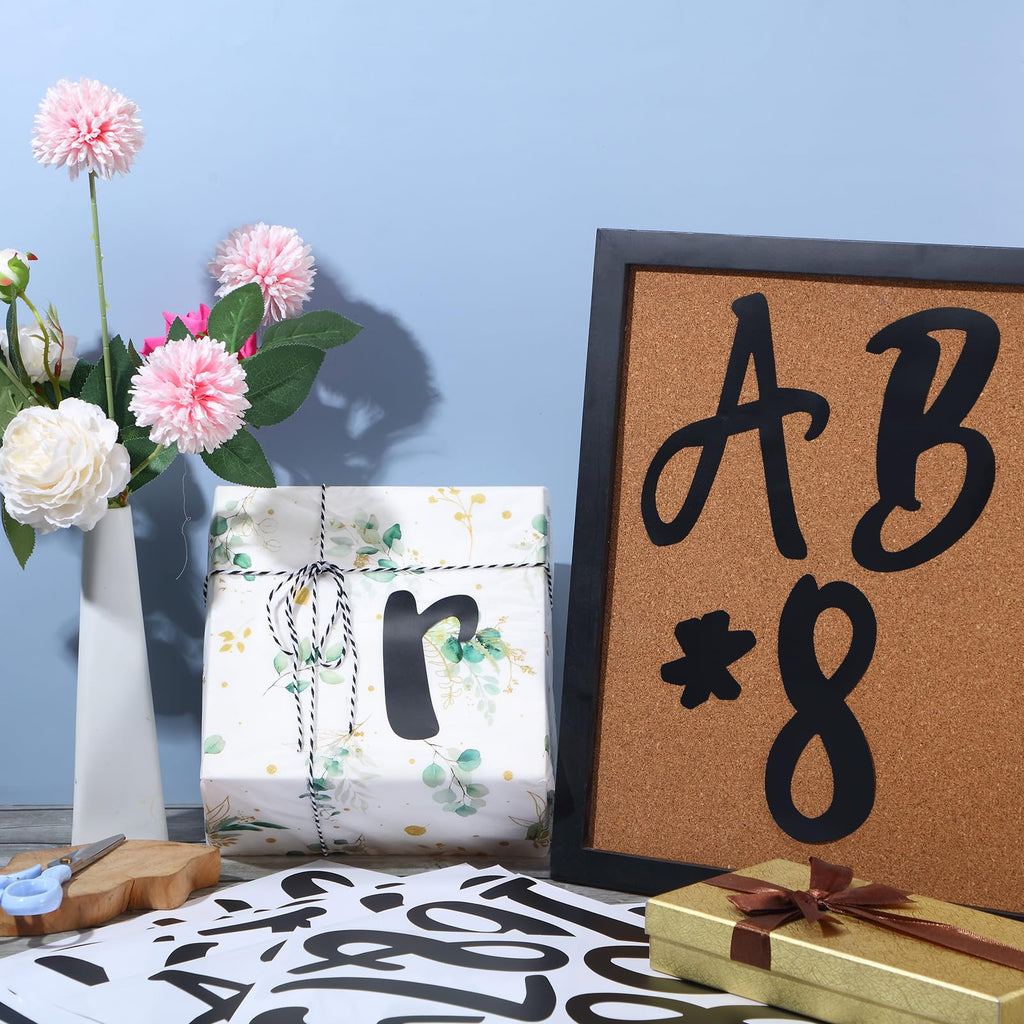 Outus 576 Pieces 8 Sheets Letters Stickers Self Adhesive Vinyl Letter for Graduation Cap Alphabet Number Stickers Mailbox Numbers Sticker, Decals for Classroom Decor Sign Door(Black,1 Inch)