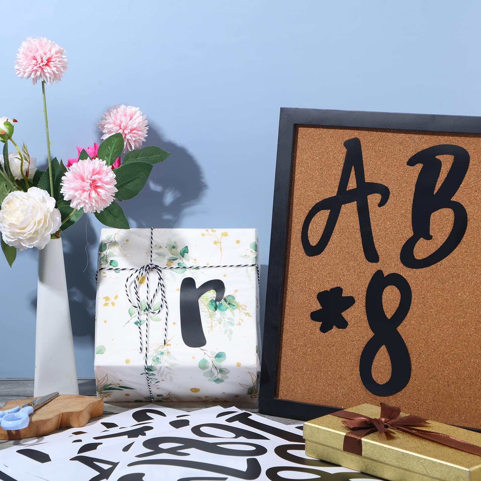 Outus 576 Pieces 8 Sheets Letters Stickers Self Adhesive Vinyl Letter for Graduation Cap Alphabet Number Stickers Mailbox Numbers Sticker, Decals for Classroom Decor Sign Door(Black,1 Inch)