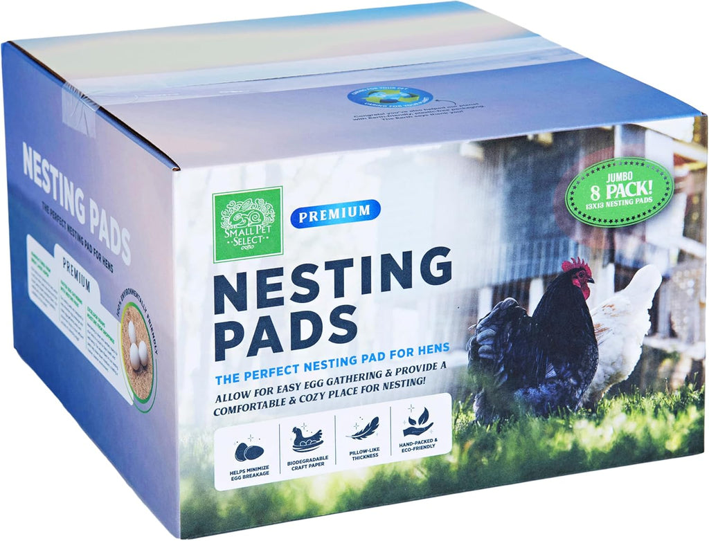 Small Pet Select - Chicken Nesting Pads (8-Pack), 13x13, for Hens, Fits Most Nesting Boxes, Chicken Coop Nest Liners