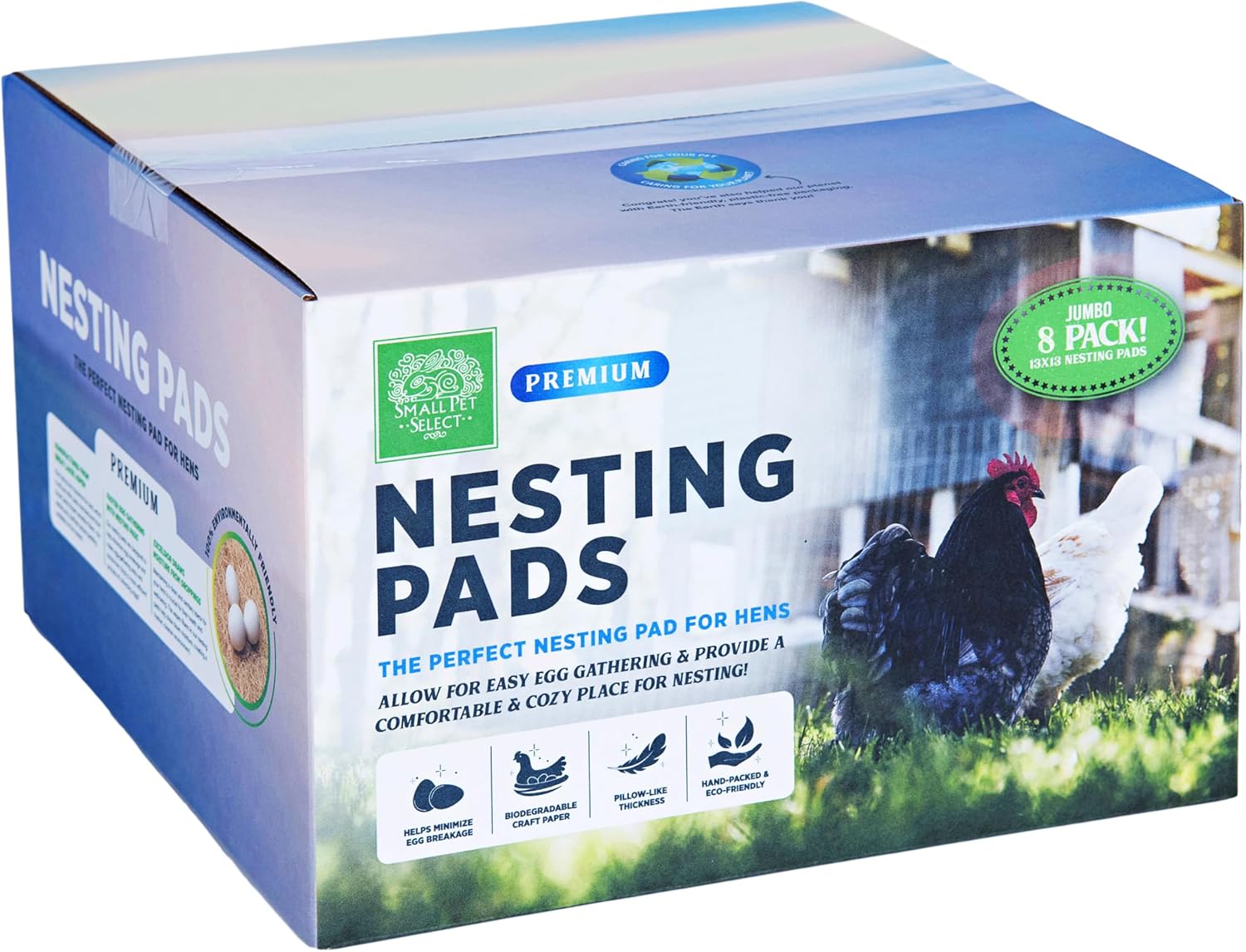 Small Pet Select - Chicken Nesting Pads (8-Pack), 13x13, for Hens, Fits Most Nesting Boxes, Chicken Coop Nest Liners