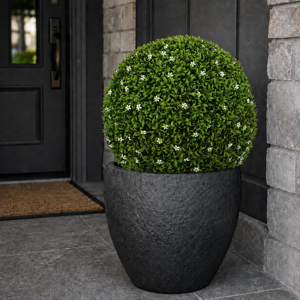 3rd Street Inn XL Baby's Breath Topiary Ball - Artificial Plant Set - Indoor/Outdoor Wedding Party Decor - Faux Foliage Garden Sphere - Tree and Bush Substitute (19")