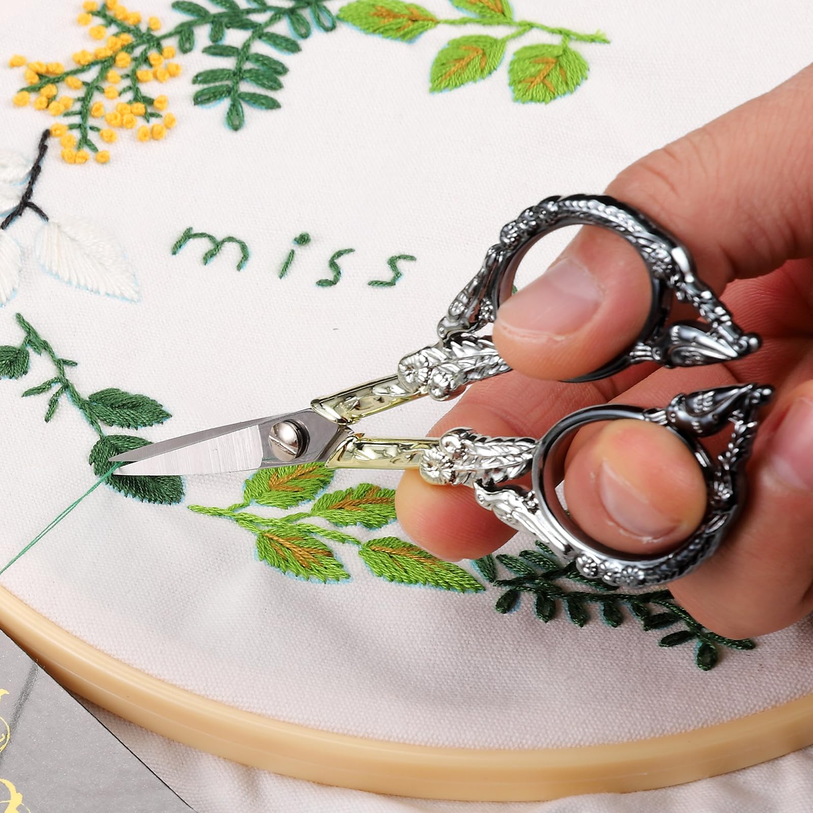 YOUGUOM Small Craft Scissors, Little Travel Sharp Embroidery Scissors All Purpose, Straight Tips Mini Sewing Shears, Precision Detail Thread Cutting Snips