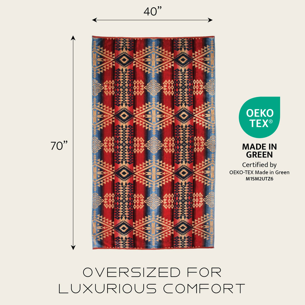 Pendleton Oversized Jacquard Spa Towels, 40 x 70 inches Bath Towels, 100% Cotton, Soft and Quick Dry for the Beach, Hot Tub, Pool - Highland Peak Aqua