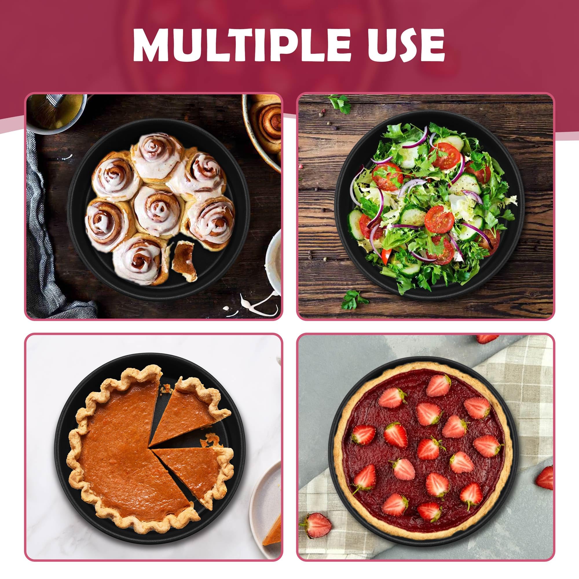 E-far 4 Inch Cake Pan Set of 3, Nonstick Stainless Steel Mini Round Cake Pans Tin, Small Size for Baking Smash Cakes/Cheesecake, Stainless Steel Core & Non-toxic Coating, Straight Side & 2 Inch Deep