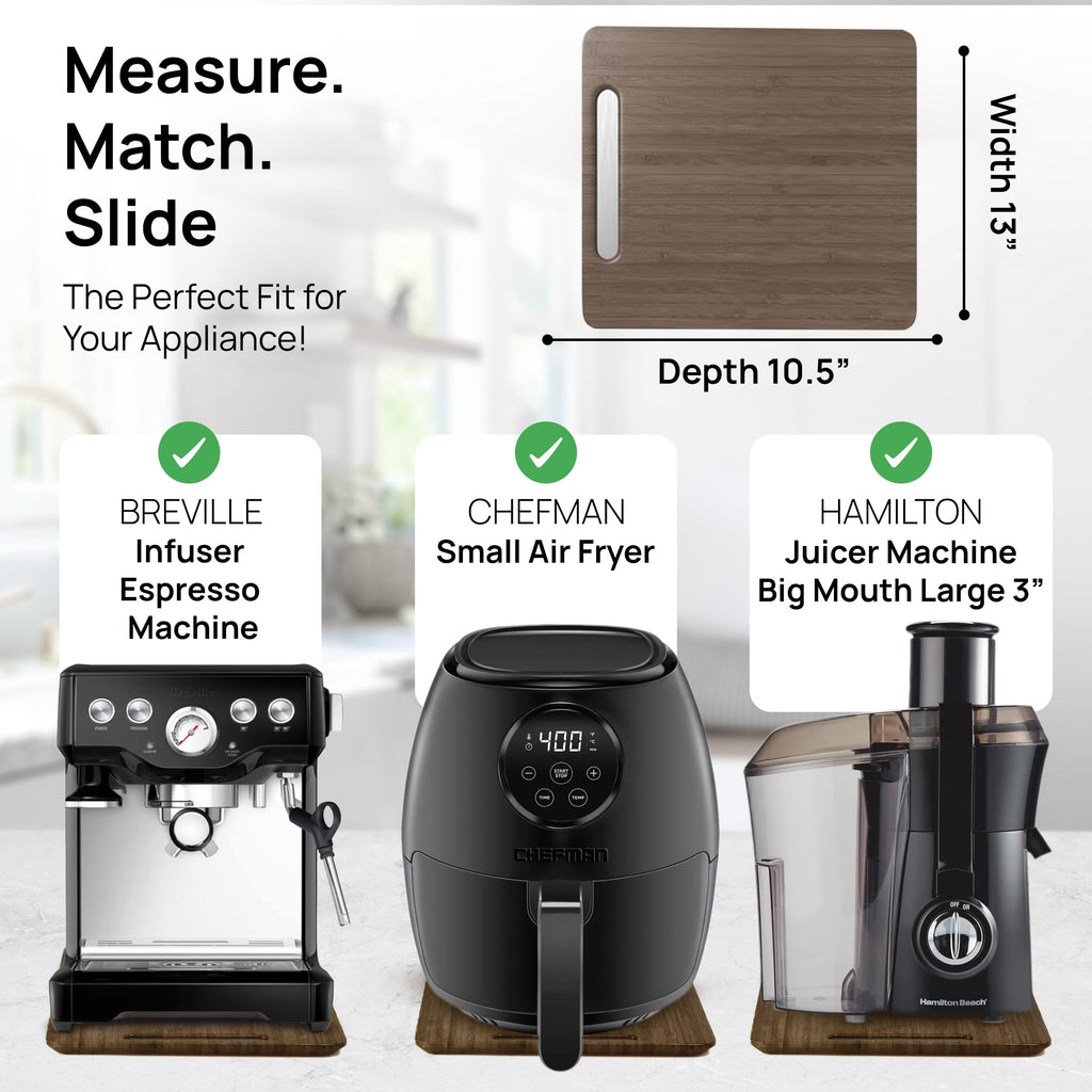 Ibyx Premium Bamboo Mixer Slider for KitchenAid 4.5-5 Qt Tilt-Head Stand Mixer - Food-Grade Appliance Slider Mat for Kitchen Countertop Storage Accessories (Black)