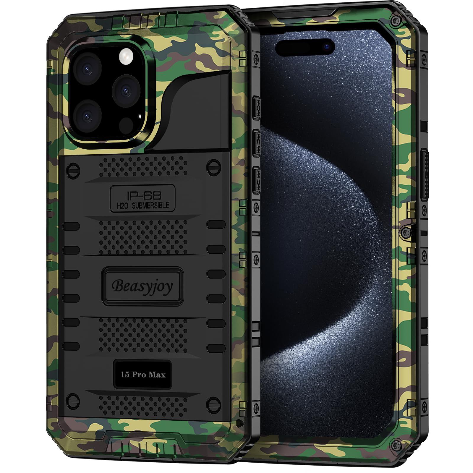 Beasyjoy for iPhone SE 2022/2020/ 8/7 Metal Case, Waterproof Heavy Duty Case with Screen Protector, Full Body Protection Military Grade Shockproof Defender Durable Sturdy Rugged Aluminum Cover, Black