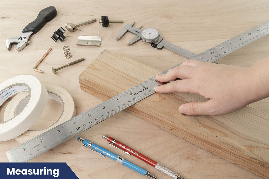 2 Pack Pacific Arc 12 Inch Stainless Steel Ruler with Inch/Metric Conversion Table