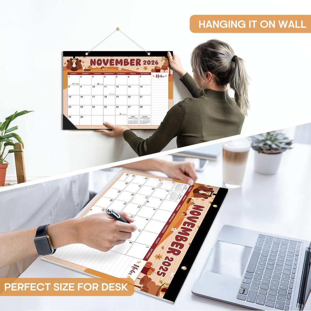 Desk Calendar 2026-2027, 21-Month Calendar Runs Until June 2027, Large 17" x 12" Monthly Desktop & Wall Calendar for Home & Office - Floral