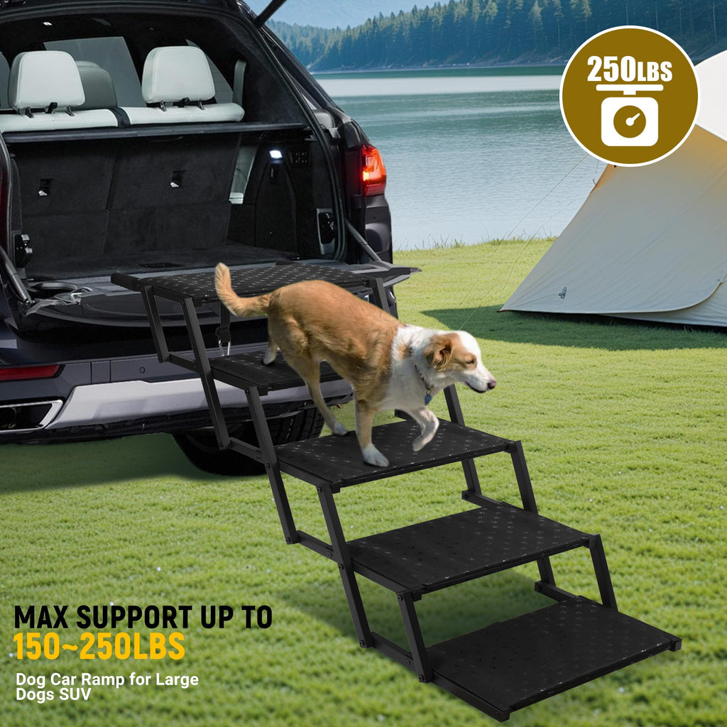 Dog Stairs for Car - Foldable Dog Ramps for Large Dogs with Non Slip Surface, Portable Dog Steps for Cars and SUV, Truck, Support Up to 200 Lbs