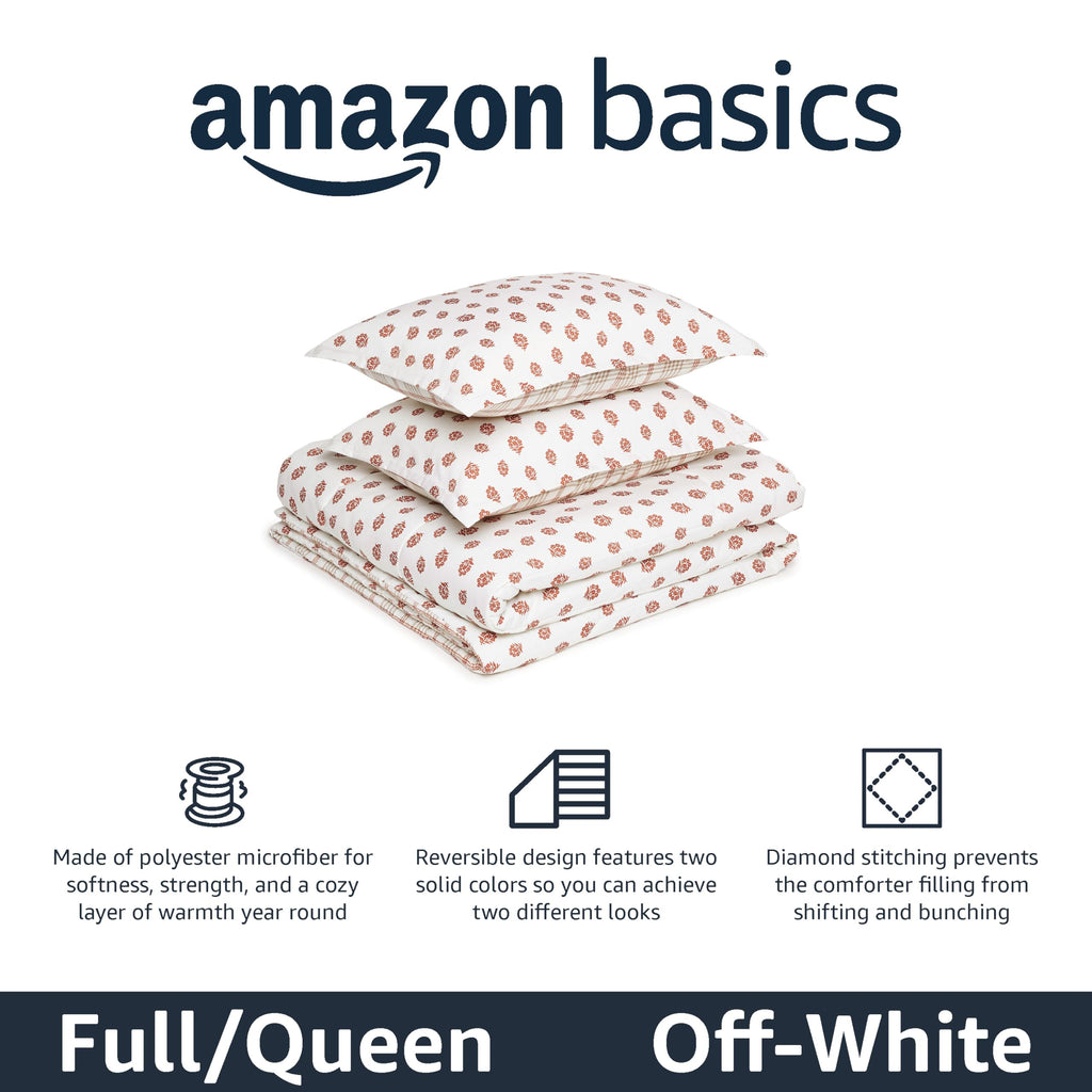 Amazon Basics Reversible Lightweight Microfiber All Season Comforter Blanket, Twin/Twin XL, Burgundy/Grey (Pack of 2)