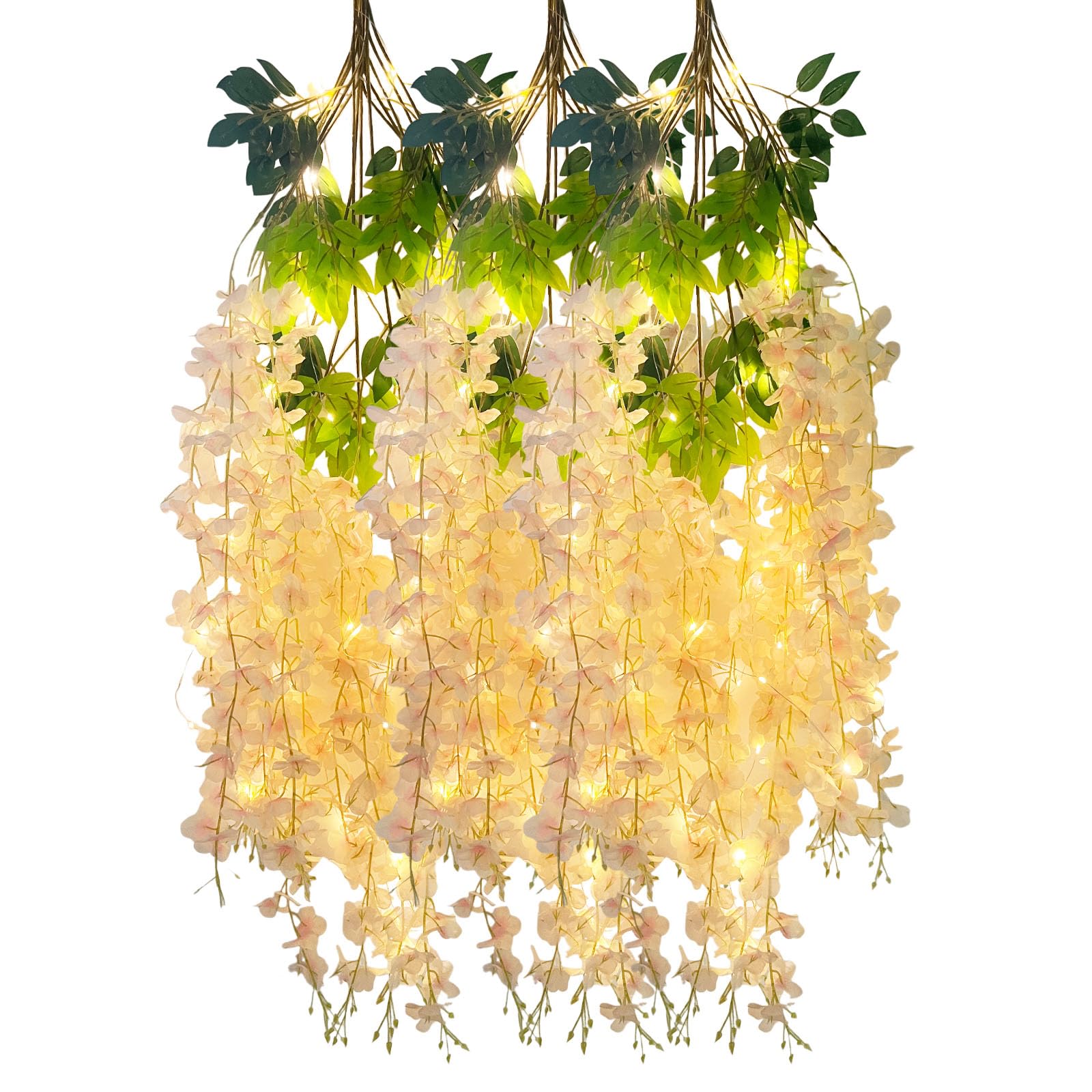 5 Pack Pink Wisteria Hanging Flowers Garland, 3.77 Feet Artificial Flower Vines, Fake Wisteria, Artificial Vines Hanging Garland for Backdrop Outdoor Yard Garden Decor