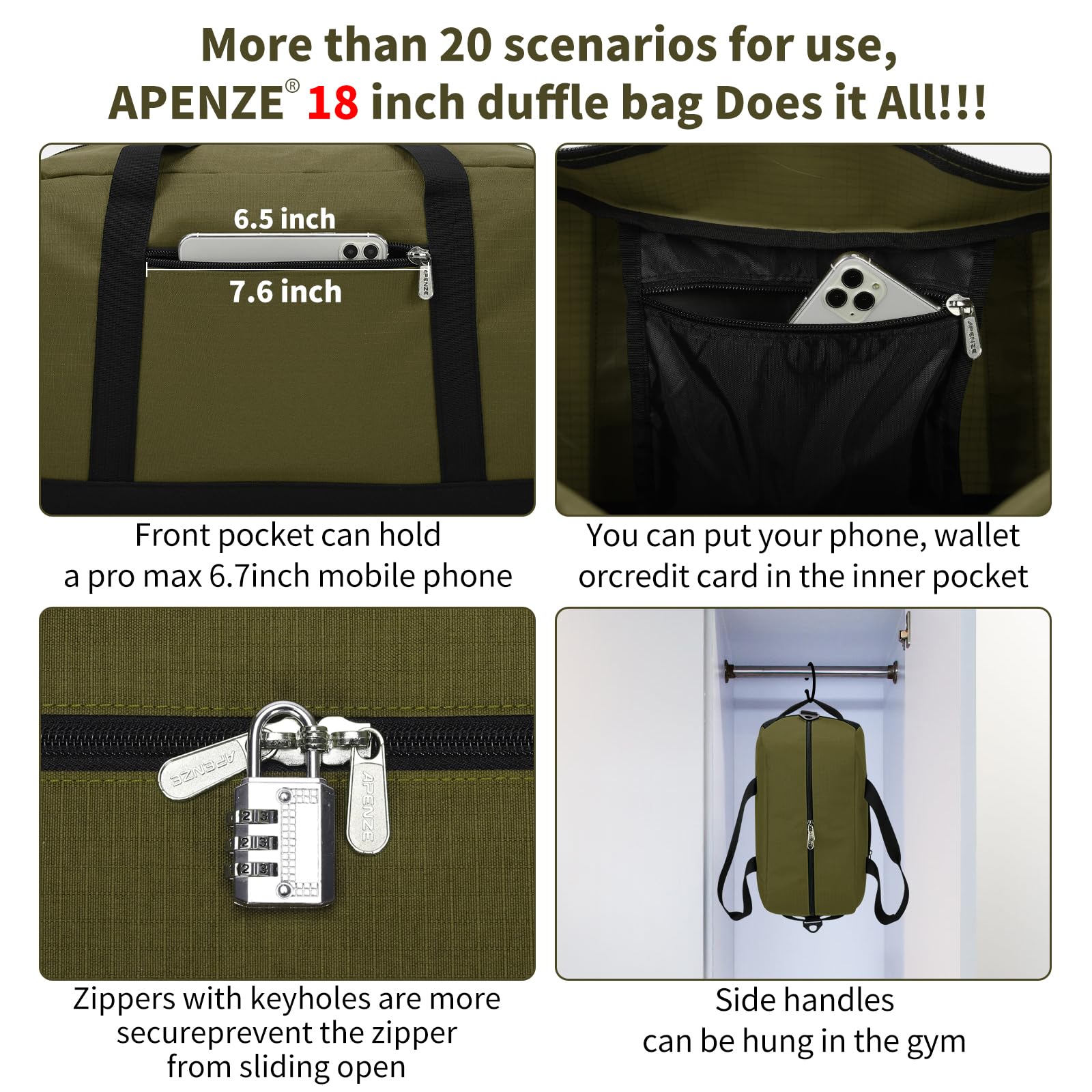 Apenze Small Gym Bag Carry On Bag - 12 in Mini Duffle Bag Lightweight for Overnight Travel(Camouflage)