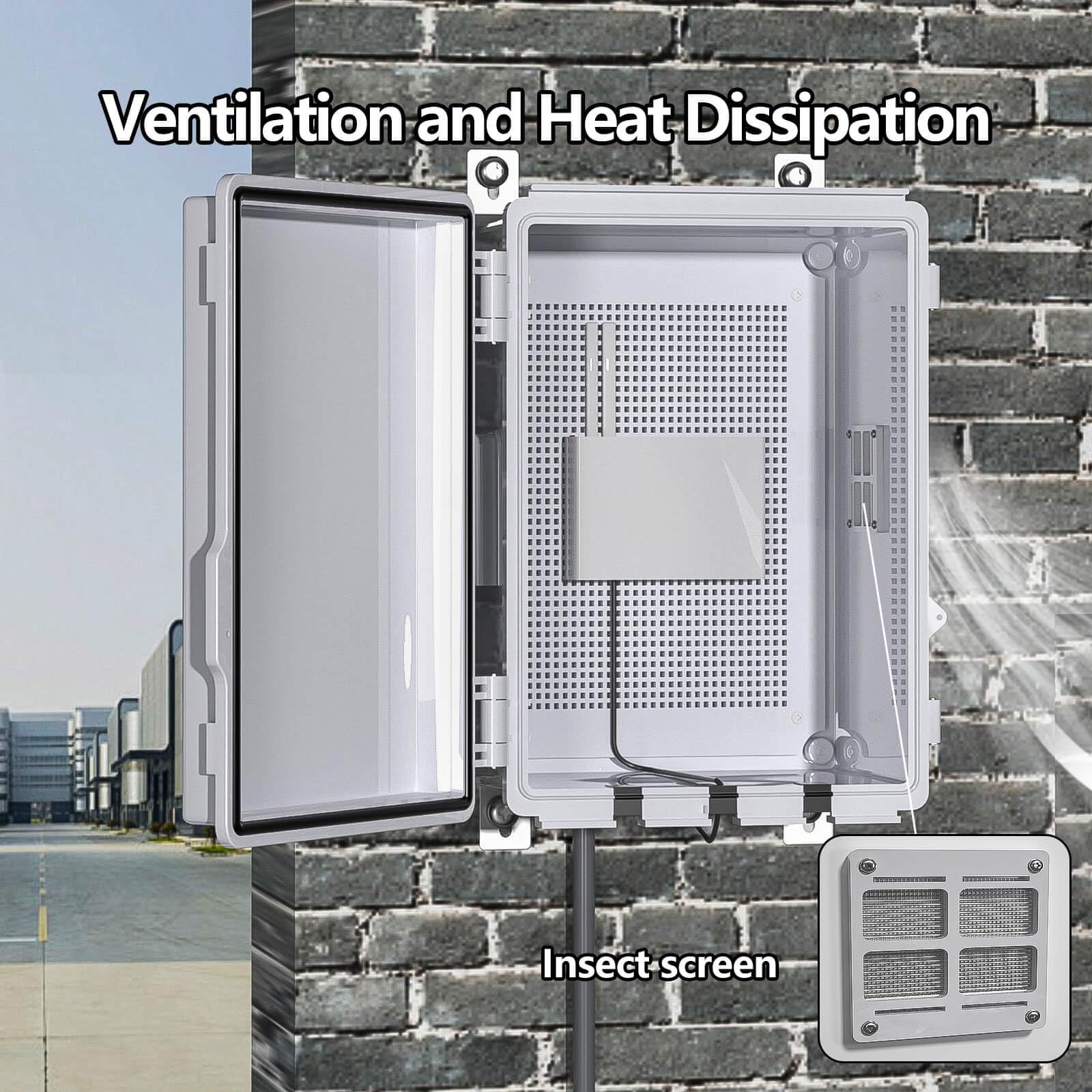 ABS Electrical Junction Box, Ventilated Design, Cable Grommets, IP65 Waterproof Enclosure, Indoor/Outdoor Use with Mounting Panel. (Clear Cover, 8.7"x6.7"x4.3")