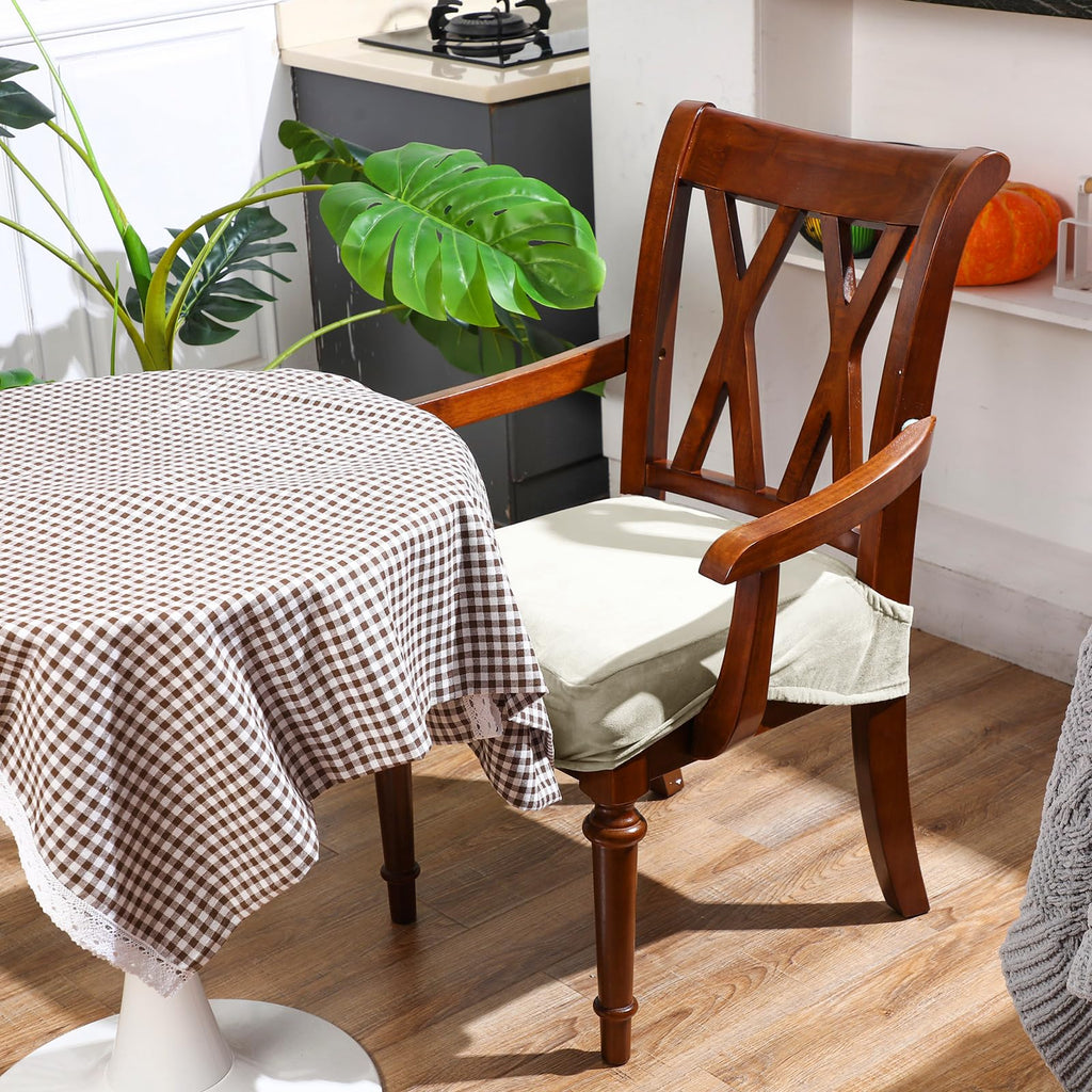 Havawish Large Dining Room Chair Seat Covers with Armrest Dining Chair Slip Covers Protectors(1 Pcs,Beige White)