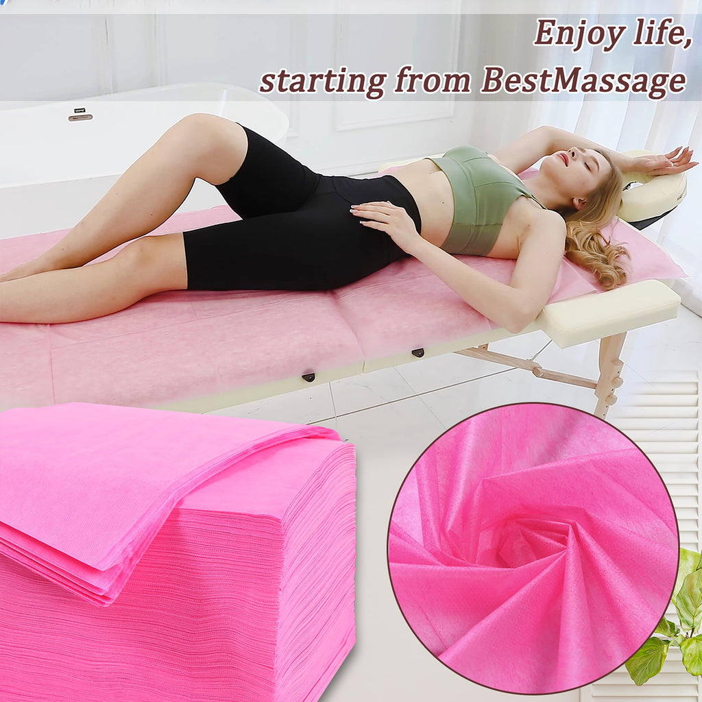 Disposable Bed Sheets 100 Pcs 31" x 71" Massage Table Sheets Non Woven Fabric SPA Bed Cover Breathable for Massage Beauty Tattoos（Black）