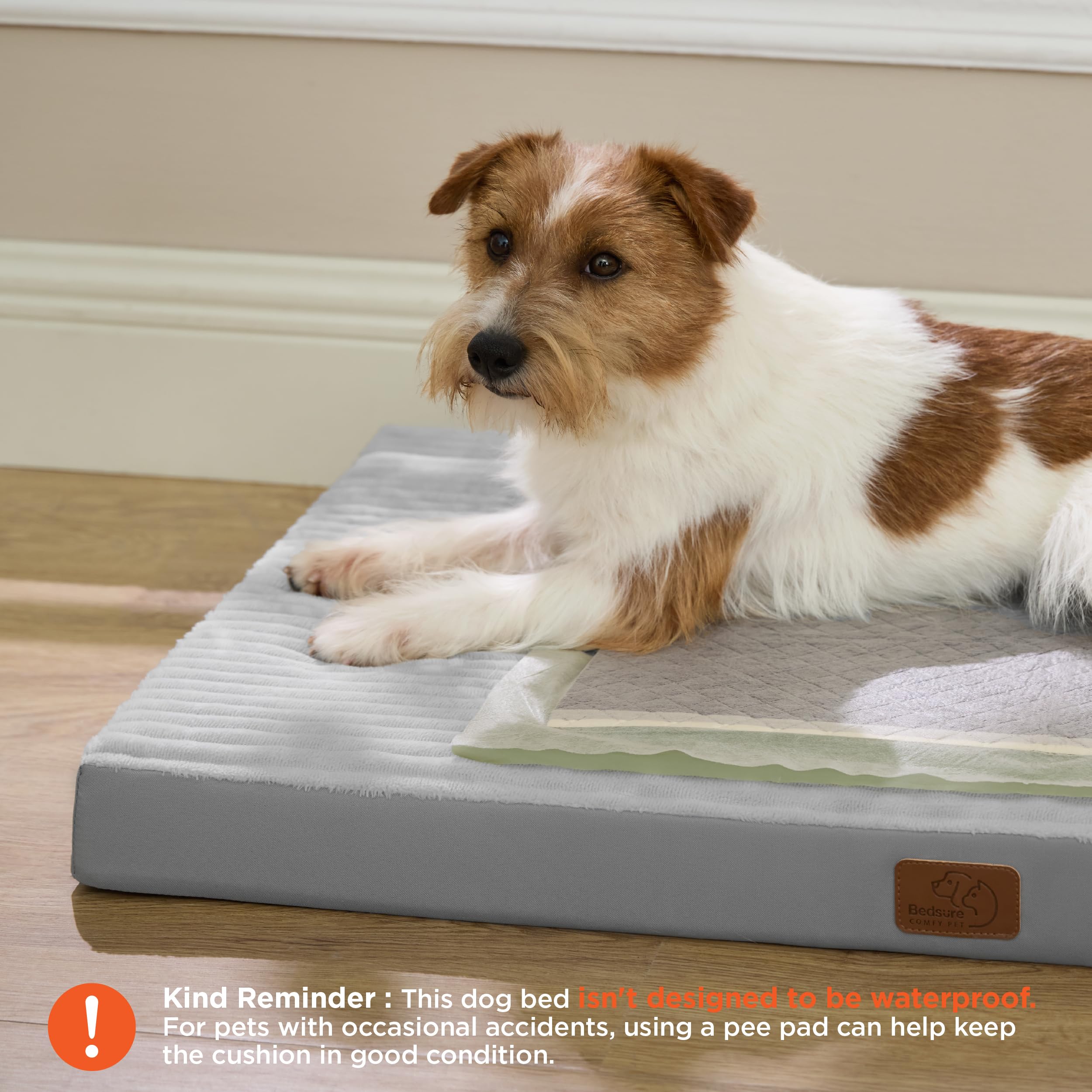 Bedsure ComfyFleece Dog Bed for Small Dogs - Orthopedic Pet Beds with Removable Washable Cover, NOT Waterproof Egg Crate Foam Puppy Mat, Suitable for Pet Up to 20 lbs, 23"x17"x2.8", NOT for Chewers