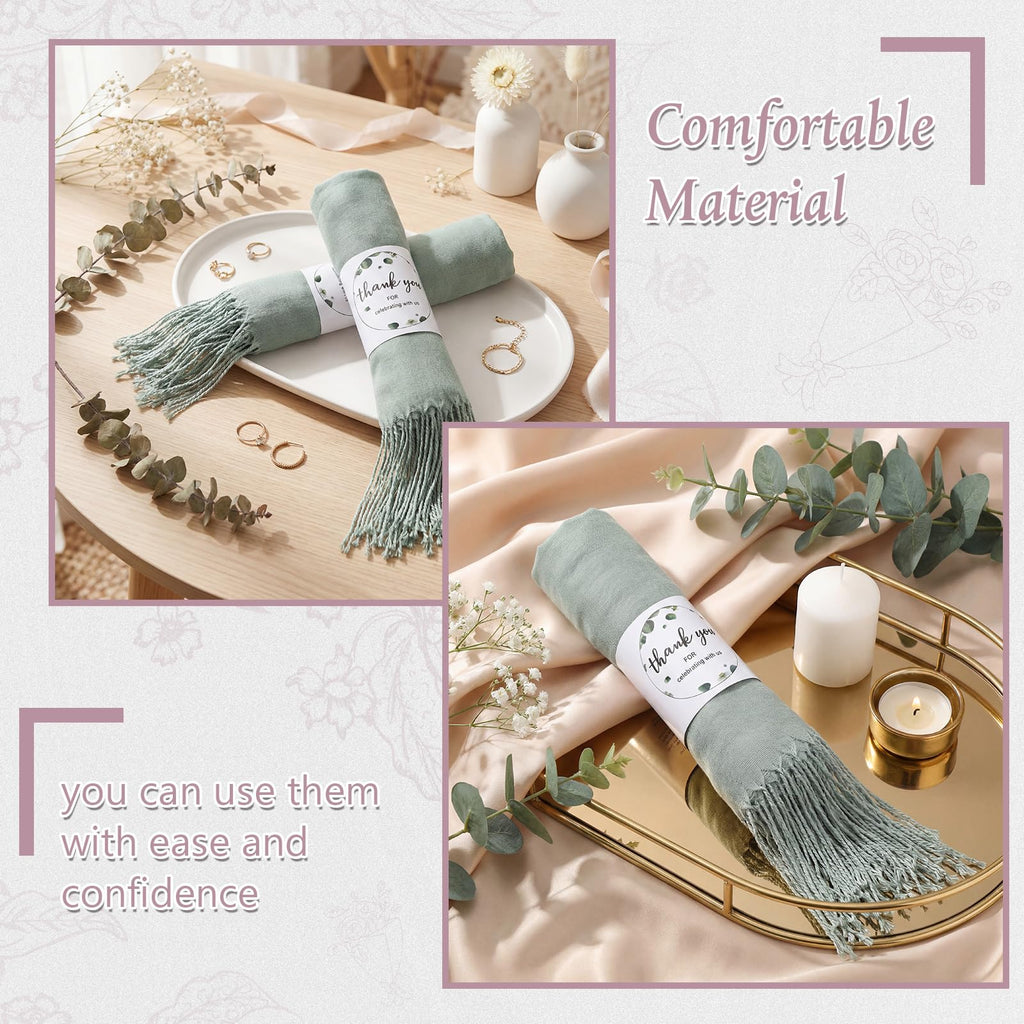 Ramede 50/100 Bulk Wedding Shawl Scarf for Women 79 x 28 Guests Shawl Wraps Gifts for Women Bridal Shawls with Thank Cards
