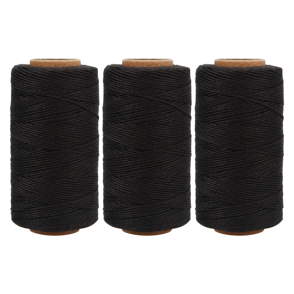 Lusecarl Polyester Thread 110 Yards Each Spool for Hair Extensions 3 Rolls Hair Weave Sewing Threads for Hand Sewing, Hair Extensions, Making Wigs DIY (3 Thread, Black)