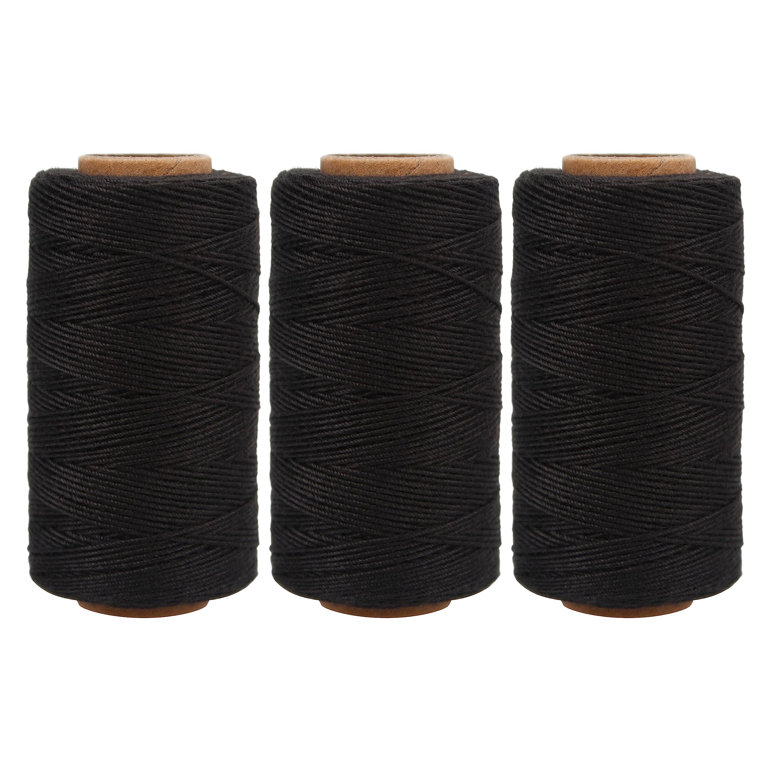 Lusecarl Polyester Thread 110 Yards Each Spool for Hair Extensions 3 Rolls Hair Weave Sewing Threads for Hand Sewing, Hair Extensions, Making Wigs DIY (3 Thread, Black)