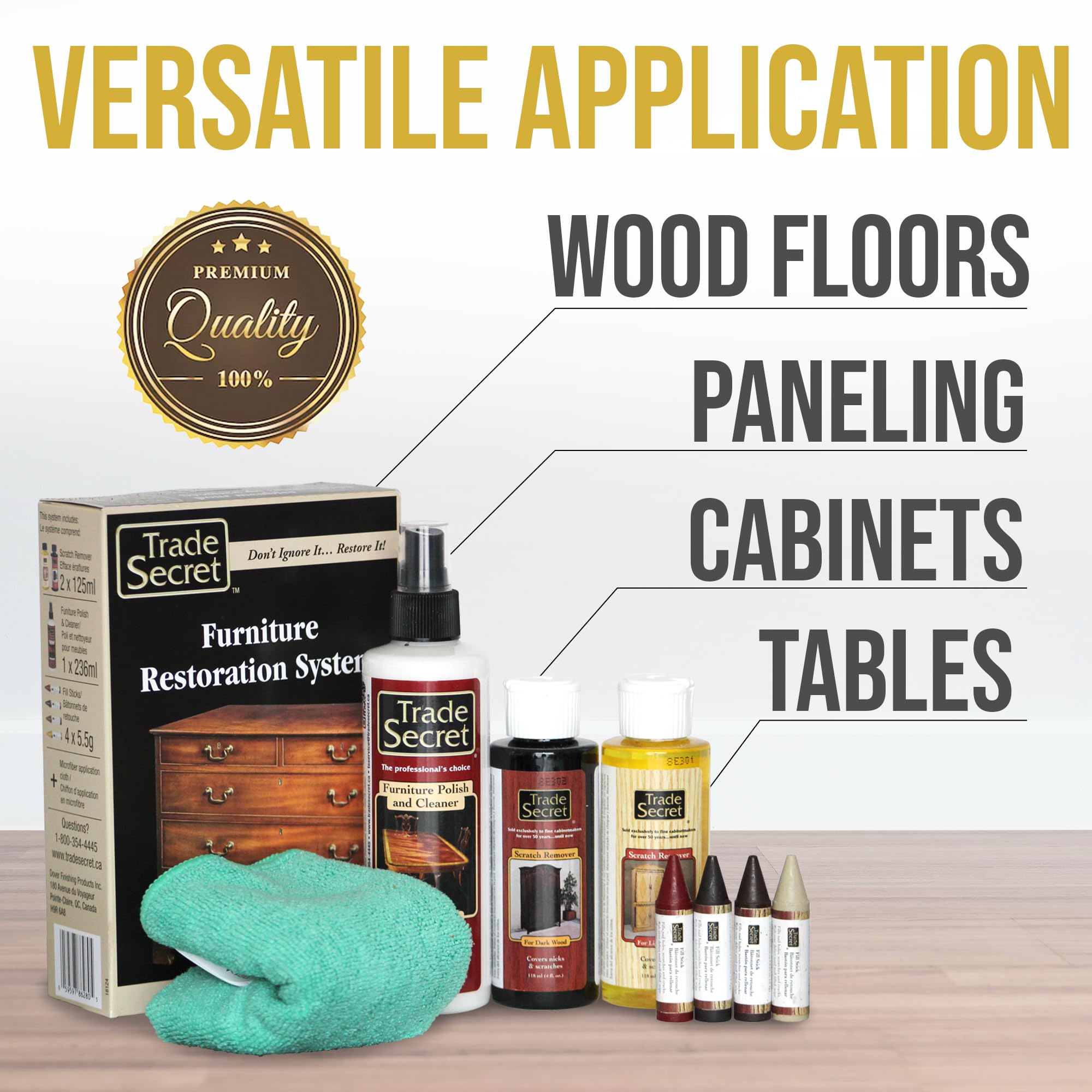 Trade Secret Scratch Concealer for Dark Wood Furniture & Floors – Dark Brown Shade Stain Covers Nicks, Scuffs, Dog & Cat Scratches, Minor Defects – Real Wood Only