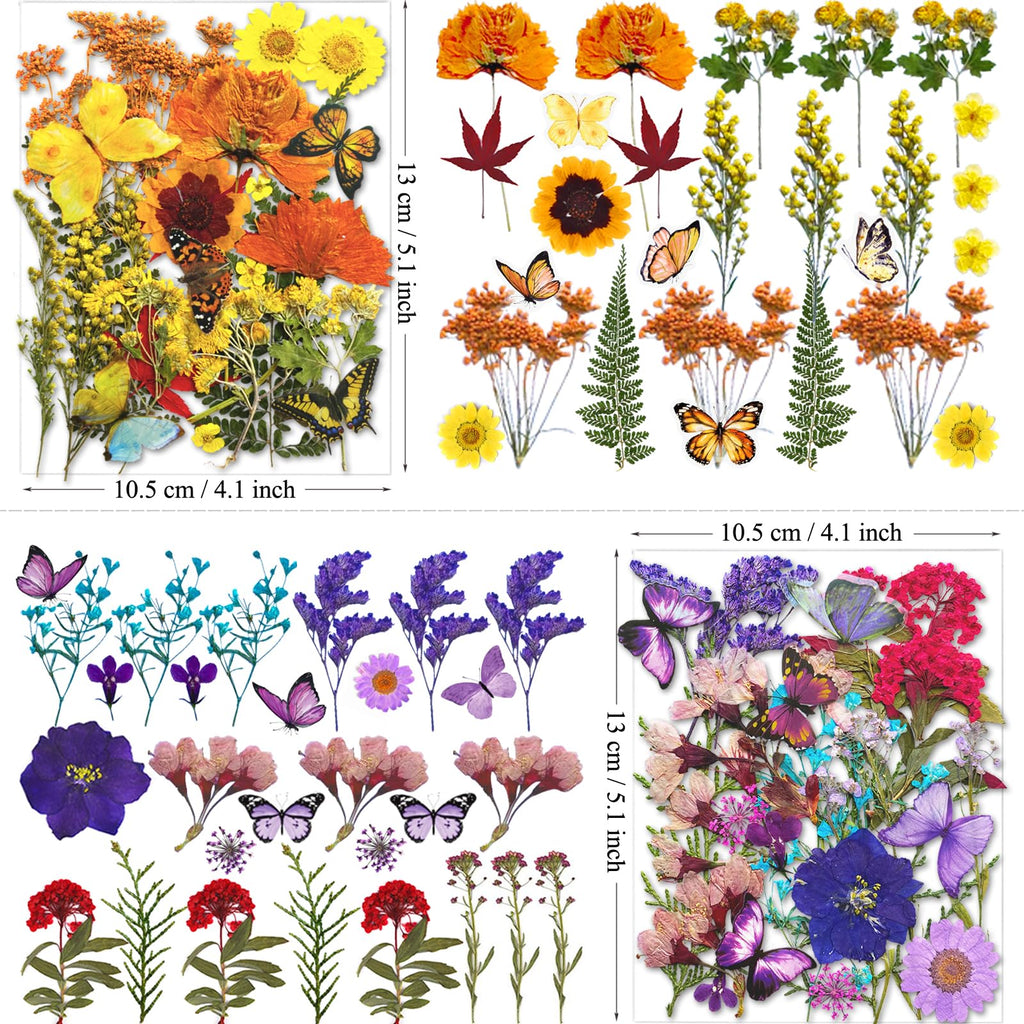 MIKIYA 98Pcs Pressed Dried Flowers for Resin Molds, Real Natural Bulk Big Dry Floral Leave for DIY Art Crafts, Epoxy Jewelry, Candle, Soap Making, Nails Decors