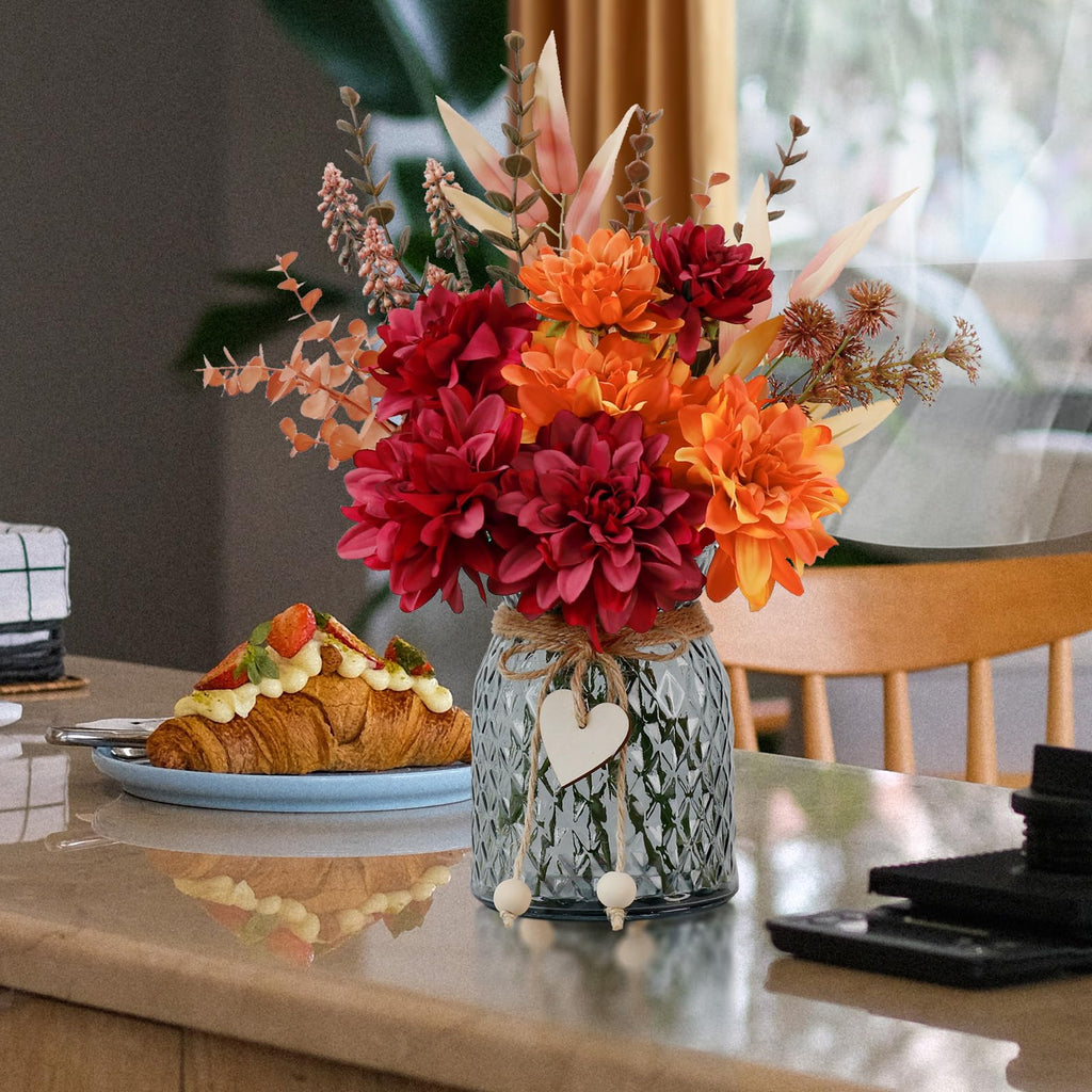 Leftover Fake Flowers in Vase,Faux Flowers in Vase,Table Centerpieces for Dining Room,Flower Centerpieces for Tables,Artificial Flowers,Kitchen Decor,Coffee Table Decor