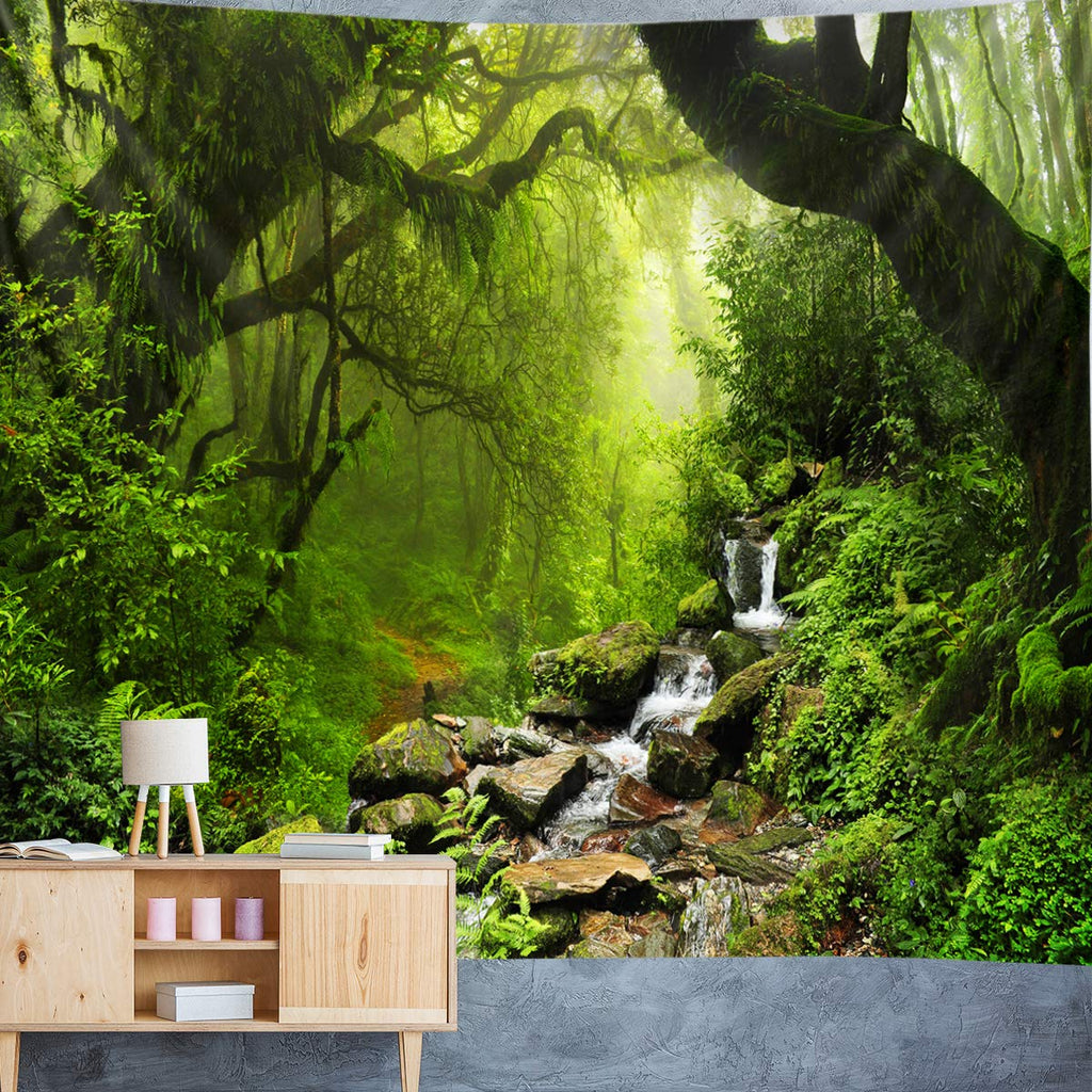 Llamazing Forest Landscape Home Decor - Living Room & Bedroom Magic Tapestry (Sunlight&Creek, 60''L51''W)