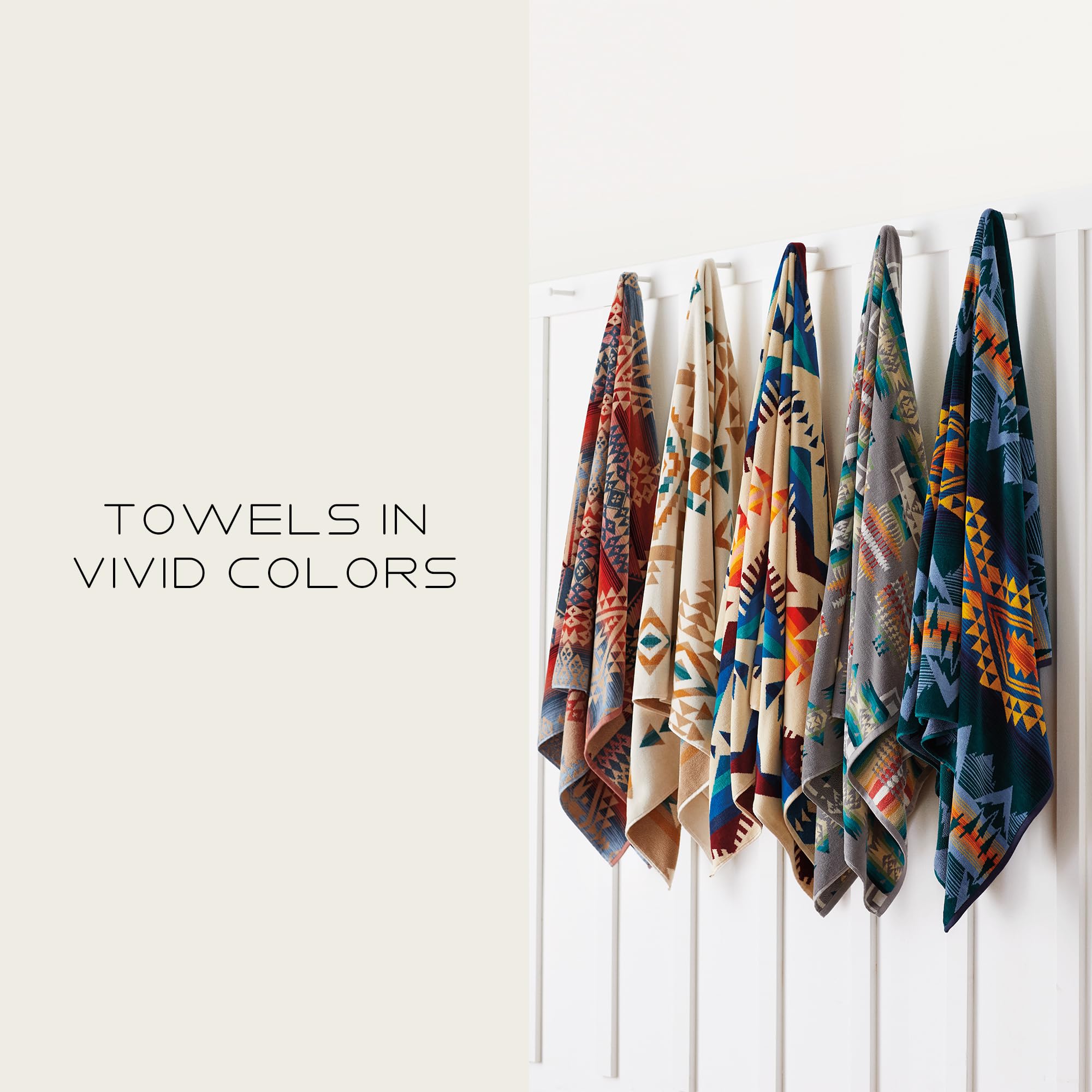 Pendleton Oversized Jacquard Spa Towels, 40 x 70 inches Bath Towels, 100% Cotton, Soft and Quick Dry for the Beach, Hot Tub, Pool - Highland Peak Aqua