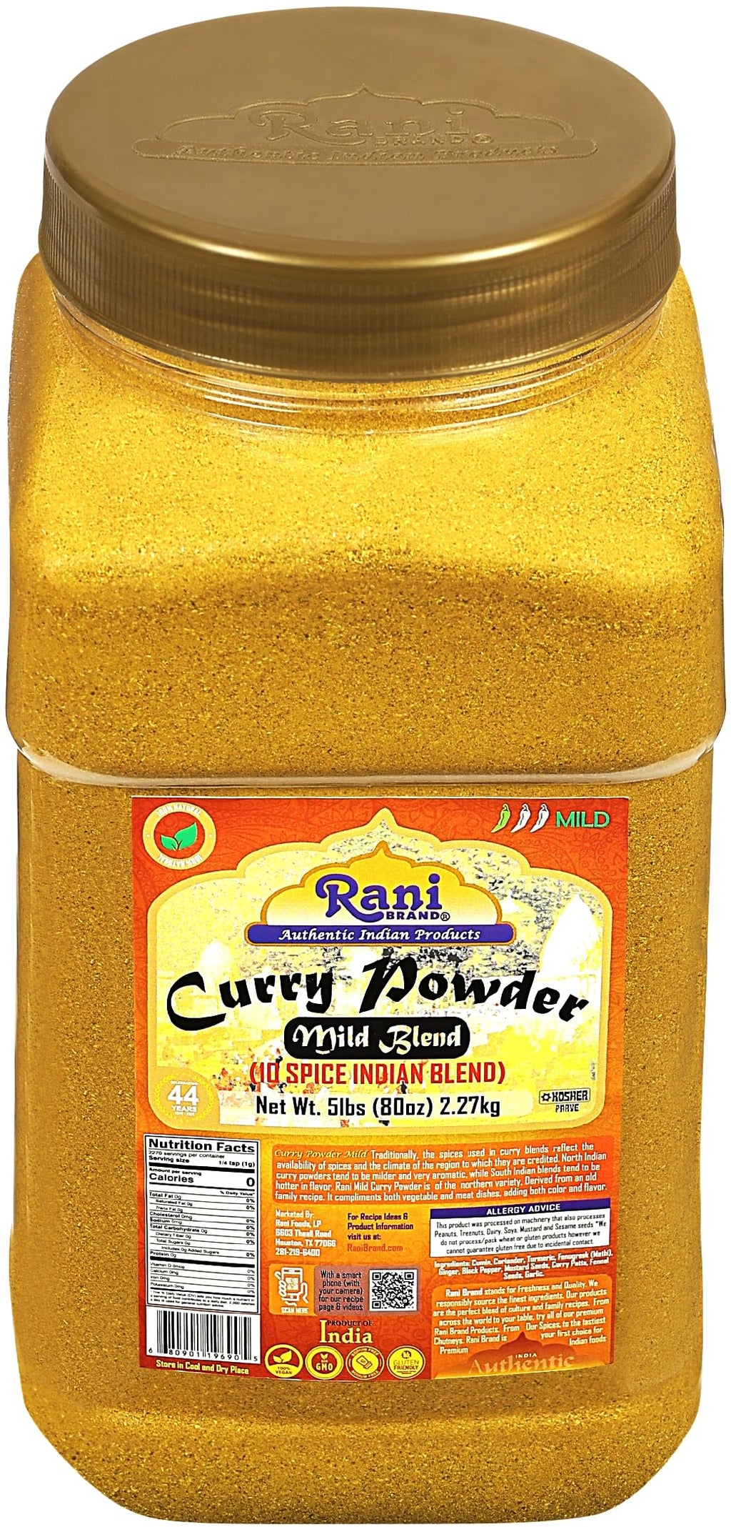 Rani Curry Powder Mild (10-Spice Authentic Indian Blend) 3oz (85g) PET Jar ~ All Natural | Salt-Free | NO Chili or Peppers | Vegan | No Colors | Gluten Friendly | NON-GMO | Kosher | Indian Origin