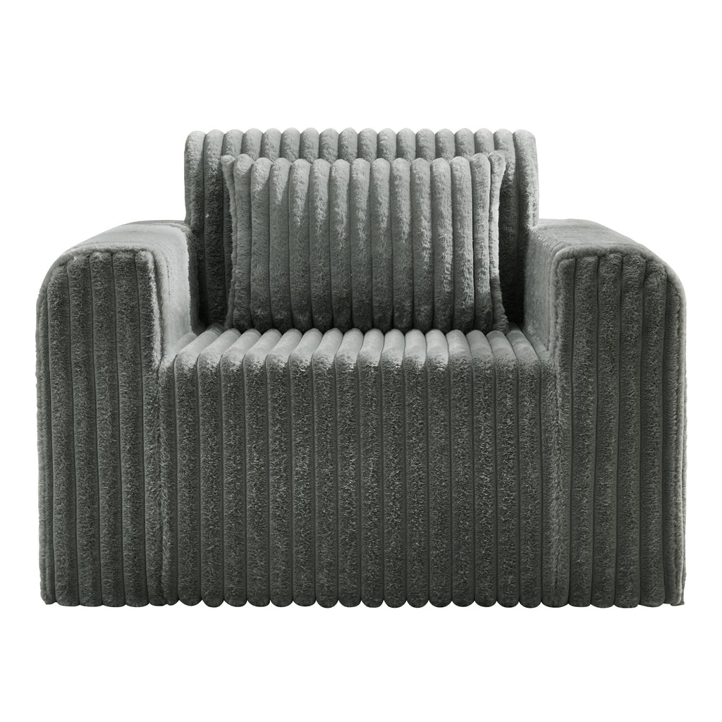 Hobestluk Single Sofa Foam Couch Sofa for Small Spaces Comfy Sofas with Removable Cover Furry Couch with Pillows for Living Room, Bedroom, Apartment, Office (Black, Standard)