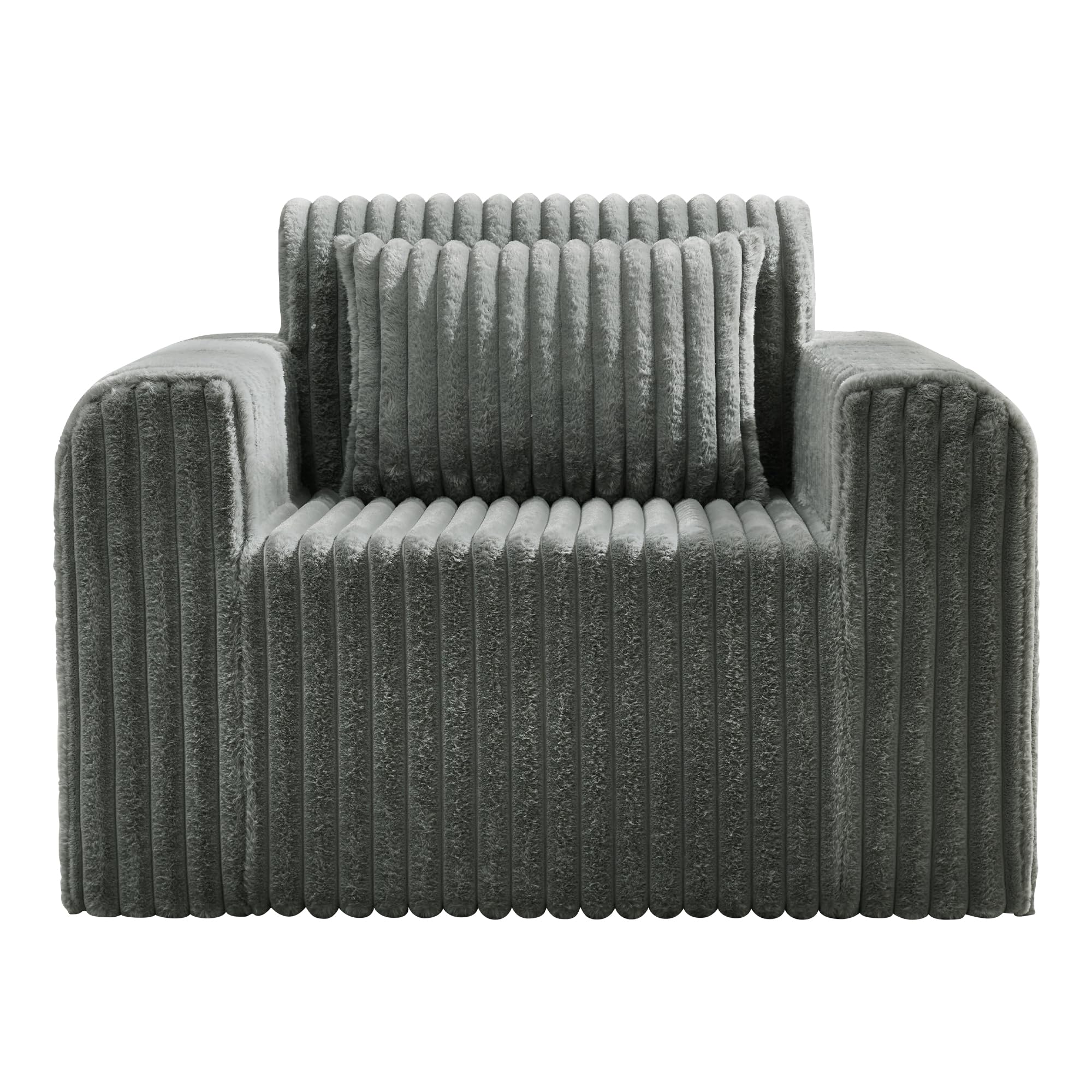 Hobestluk Single Sofa Foam Couch Sofa for Small Spaces Comfy Sofas with Removable Cover Furry Couch with Pillows for Living Room, Bedroom, Apartment, Office (Black, Standard)