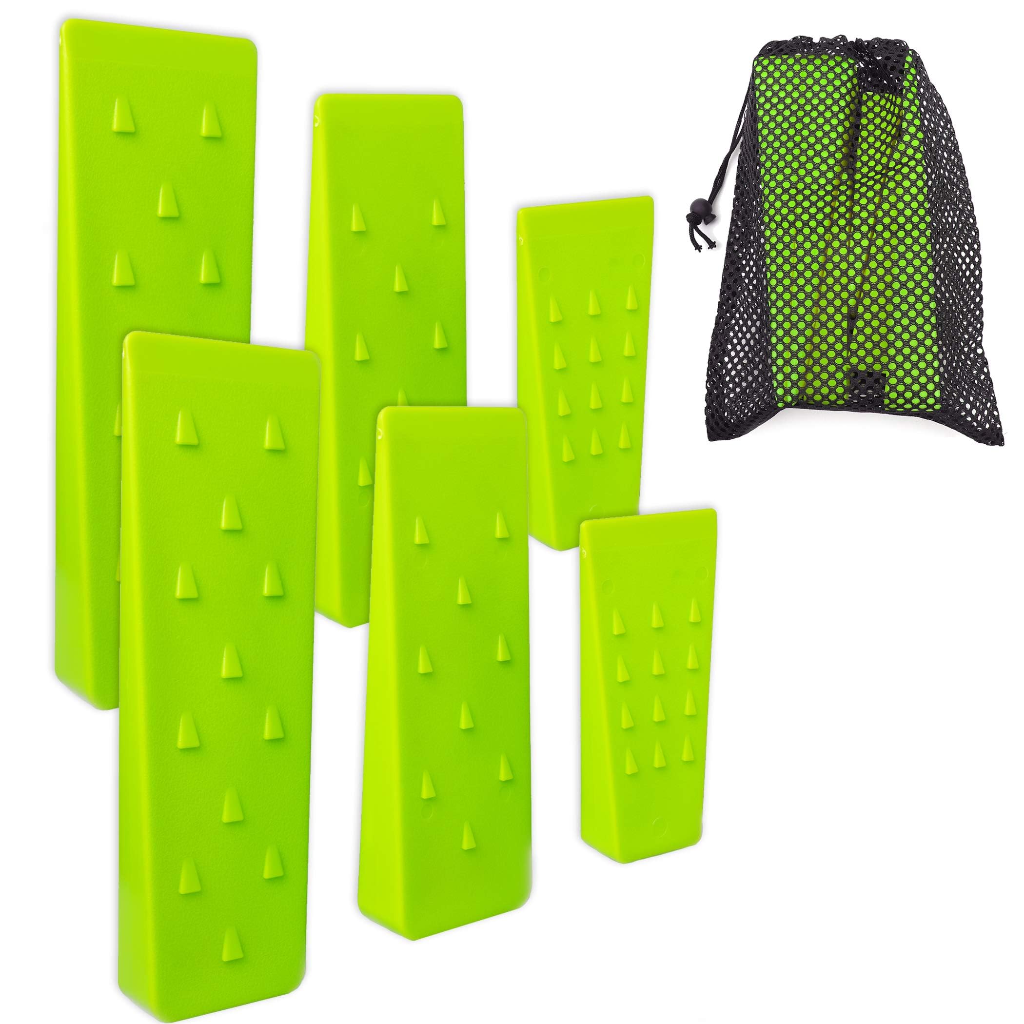 AR-PRO 6 Pack Tree Felling Wedges with Spikes for Safe Tree Cutting – 5.5” Wedges with Storage Bag; 6 Felling Dogs to Guide Trees Stabilize and Safely to Ground for Loggers and Fallers