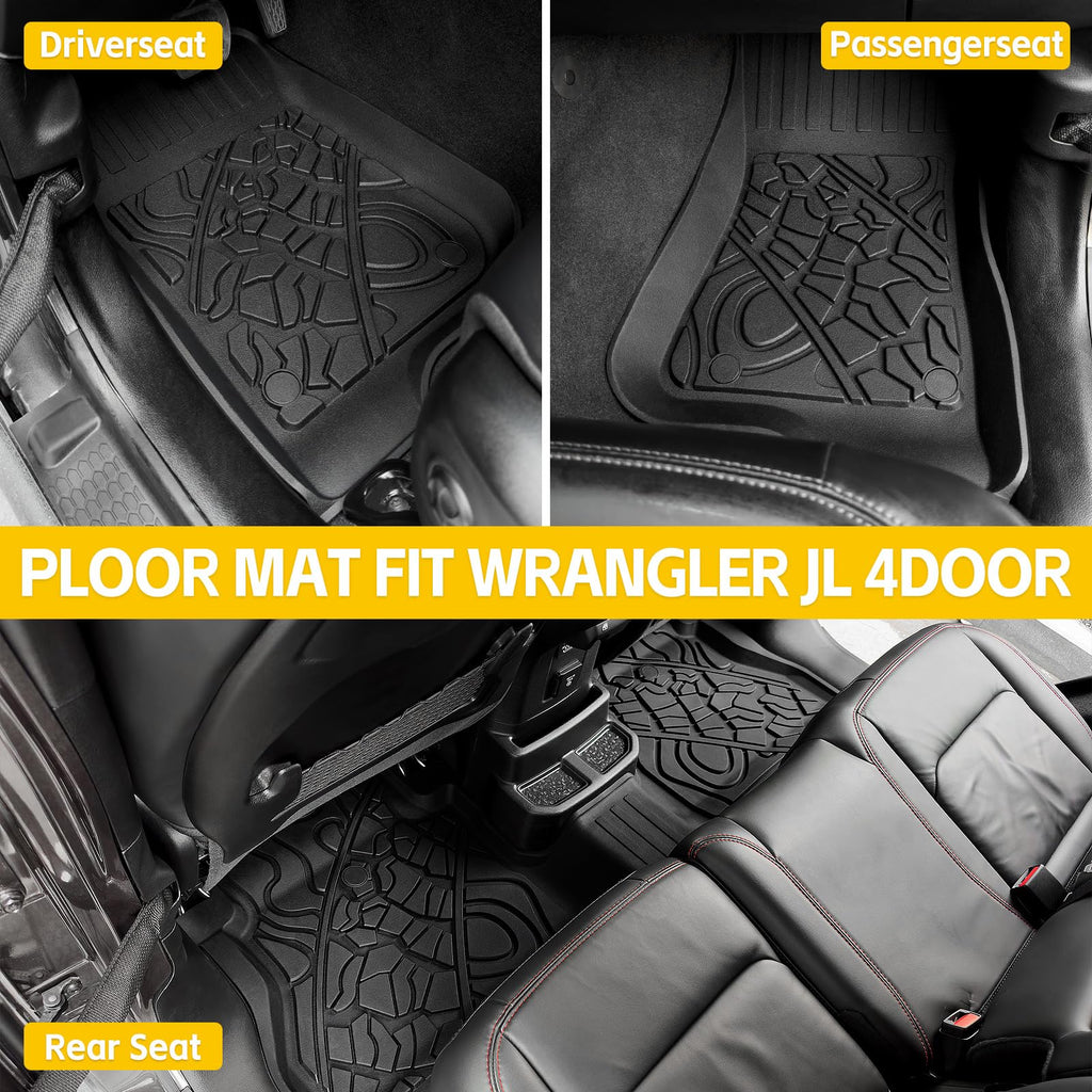 Cargo Mats for 2018-2025 Jeep Wrangler JL Unlimited 4X4 Trunk Mat with Backrest Liner, All Weather TPE Protector Rear Back Seat Mats for 18-25 Wrangler JL 4X4 4 Door Accessories