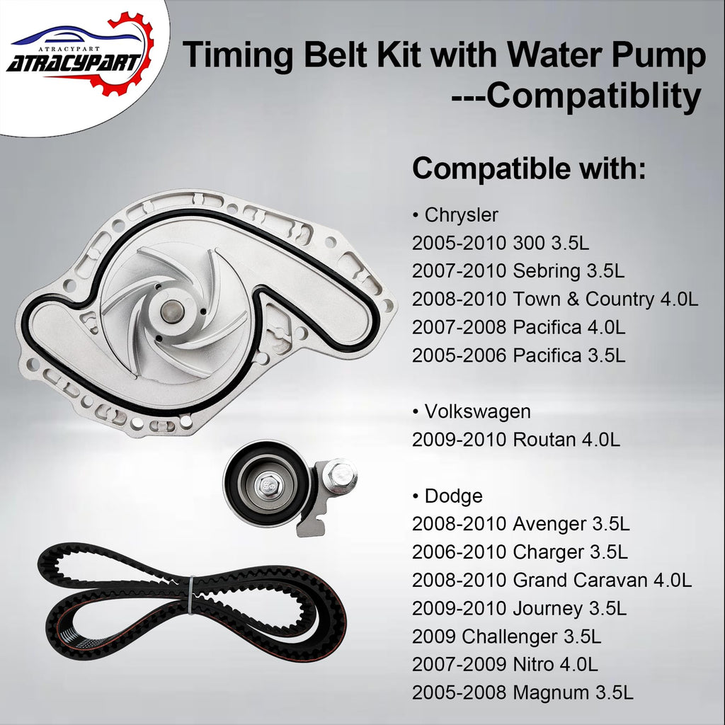 Engine Timing Belt Kit with Water Pump | Compatible With 1987-2001 Toyota Camry Celica RAV4 MR2 Solara 2.0L 2.2L 3SFE 5SFE L4 DOHC 16V | Replaces# TBK138, TCKWP199