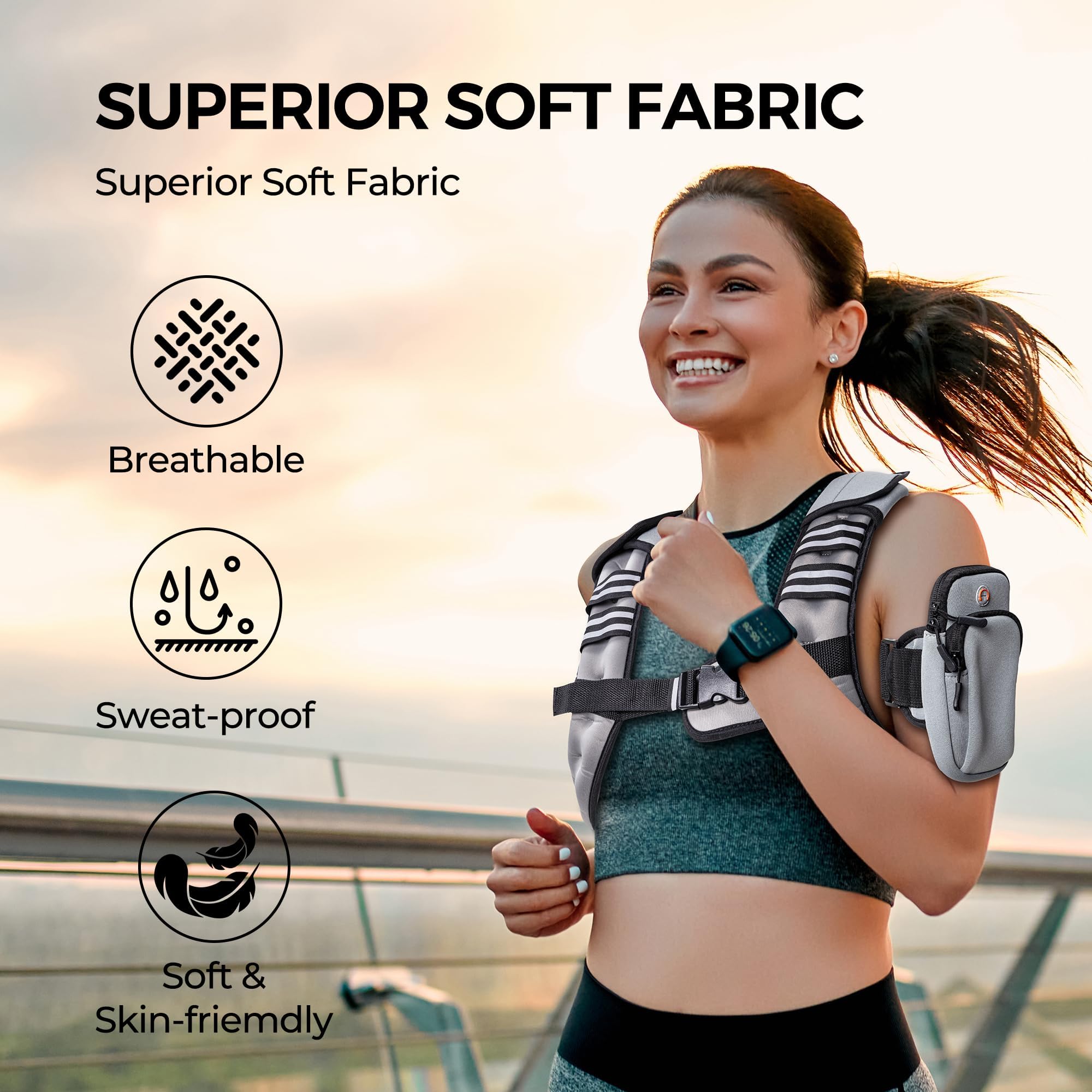 PACEARTH Weighted Vest,6lb/8lb/10lb/12lb/16lb/20lb/25lb/30lb Weight Vest with Reflective Stripe, Body Weight Vests for Women, Men, Weight Loss Workout, Strength Training, Running, Walking, Jogging