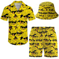 Men's 2 Piece Tracksuit Hawaiian Shirt Shorts Button Down Shirt and Shorts Sets with Bucket Hats