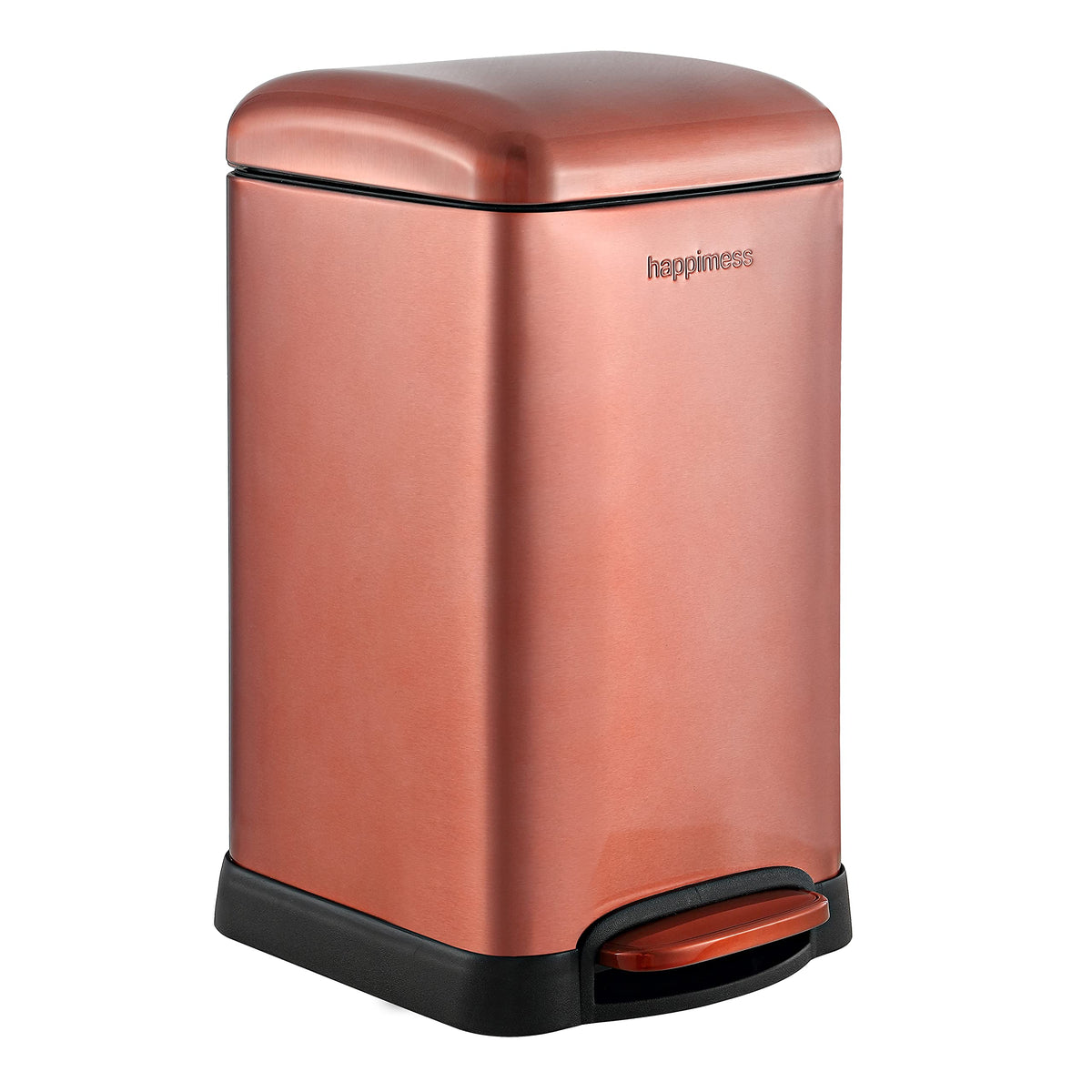 happimess HPM1012B Betty Retro Mini 3.2-Gallon Step-Open Trash Can with Soft-Close Lid, Modern, Minimalistic, Fingerprint Proof for Home, Kitchen, Laundry Room, Office, Bedroom, Bathroom, Black