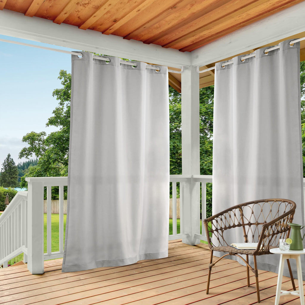 Town & Country Basics Cabana Solid Heavyweight Indoor Outdoor Curtains, Light Filtering Opacity with Grommet Top, Water Repellent, 2-Pack Set, 54"x96", Black