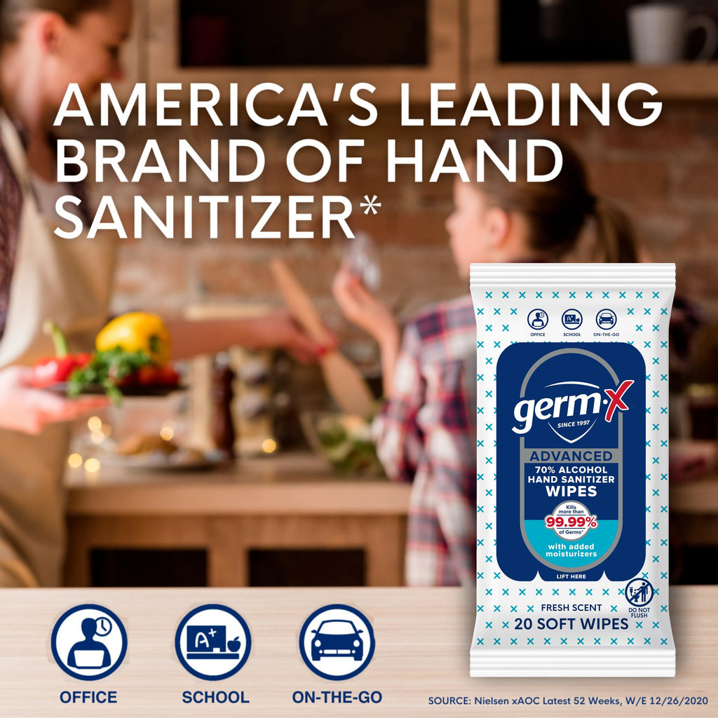 Germ-X Advanced Hand Sanitizer, 2 Fl Oz (Pack of 6), Less Drying Moisturizing Clear Gel, No Rinse Formula, Mini Travel Size for On-The-Go